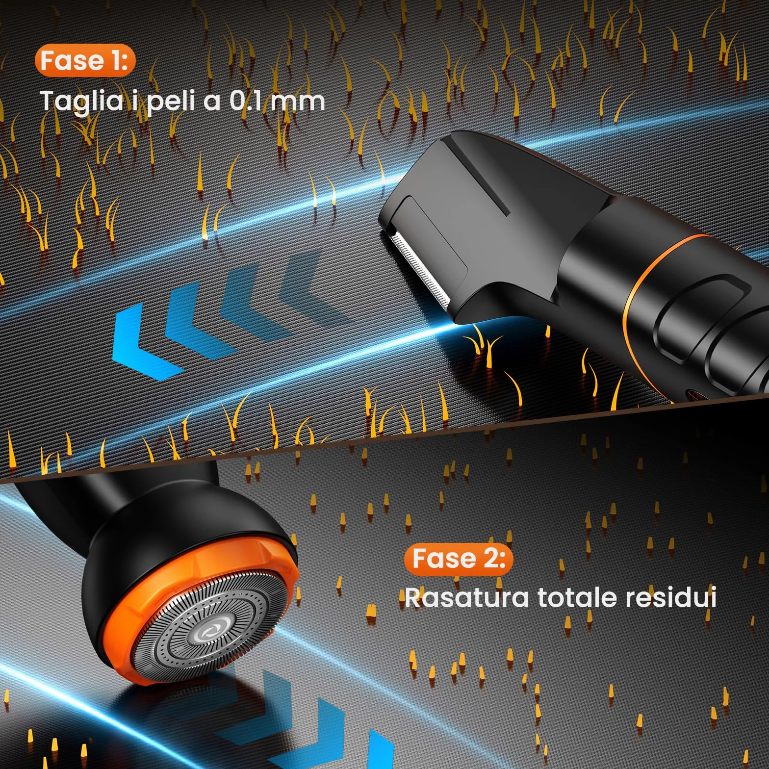 MAXGROOM 5 in 1 Rasoio Elettrico Corpo Uomo Kit, IPX6 Wet&Dry, Autonomia Prolungata