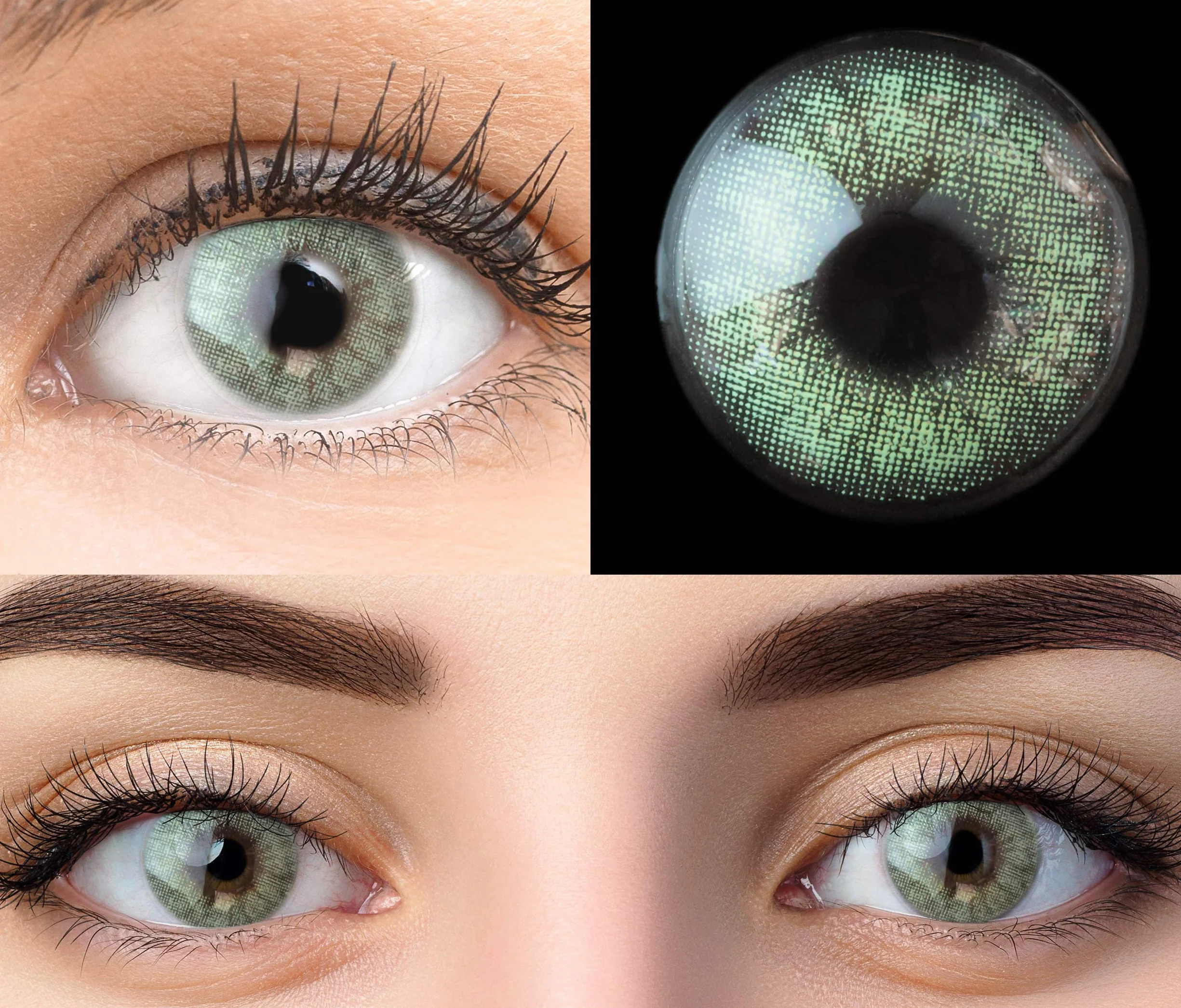 GLAMLENS Lenti a Contatto Colorate Verdi Keira Green - Mensili - Silicone Idrogel - 2 Pezzi - DIA 14.2 - 0.00 Diottrie
