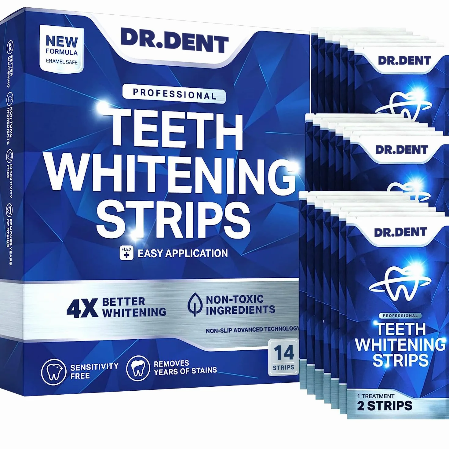 DRDENT Strisce sbiancanti per denti, 7 trattamenti, sbiancamento non sensibile