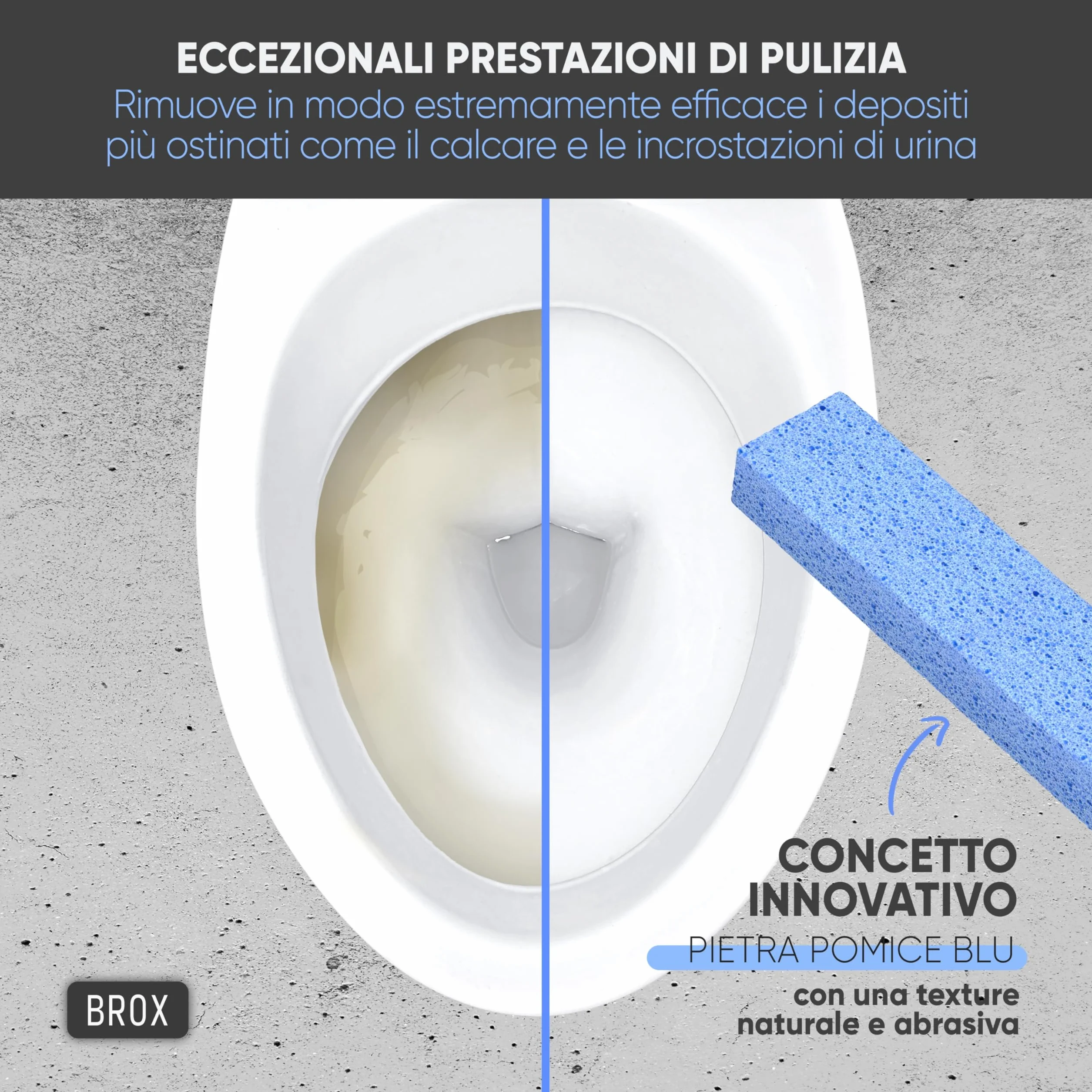 BROX Pumice Stone 5 Pezzi Pietra per Pulizia WC Bagno Cucina Cura Piedi Blu