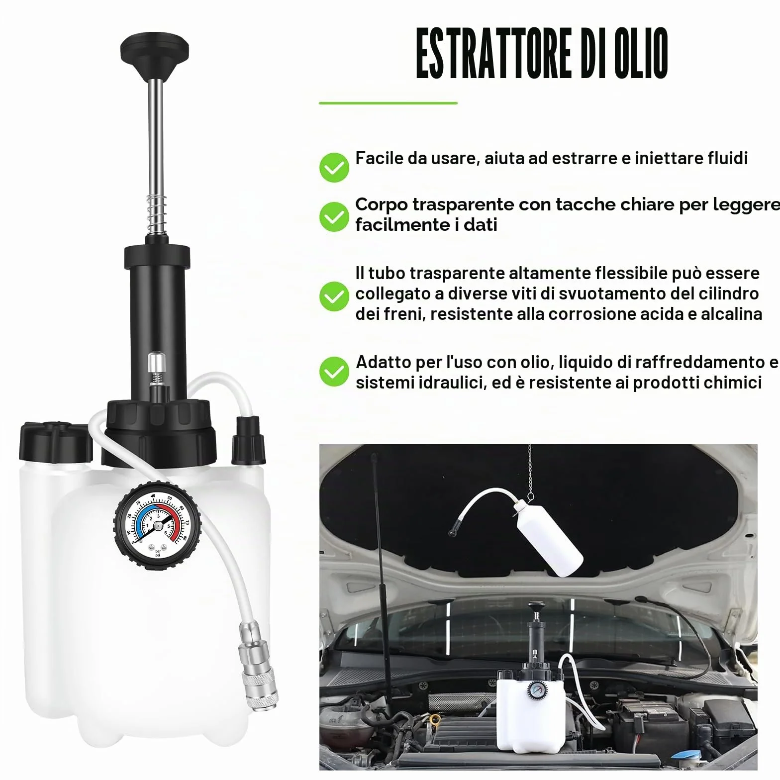 ASUNCELL 3L Auto Freno Sfiato Kit Ricambio Spurgo Freni Frizione con Adattatore E20