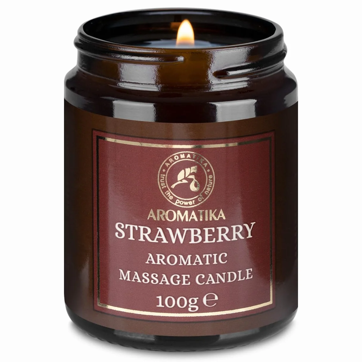 Candela da Massaggio Fragola 100g - Cera di Soia - Oli di Cocco e Mandorle - Vaniglia - Massaggio Rilassante - Aromaterapia