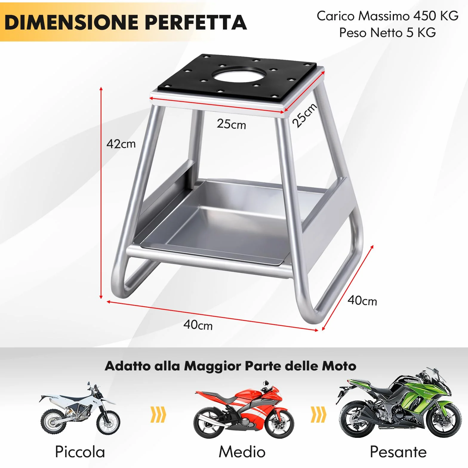 COSTWAY Cavalletto Sollevatore per Moto da Cross, Supporto Moto Fuoristrada in Metallo, Portata 450 kg