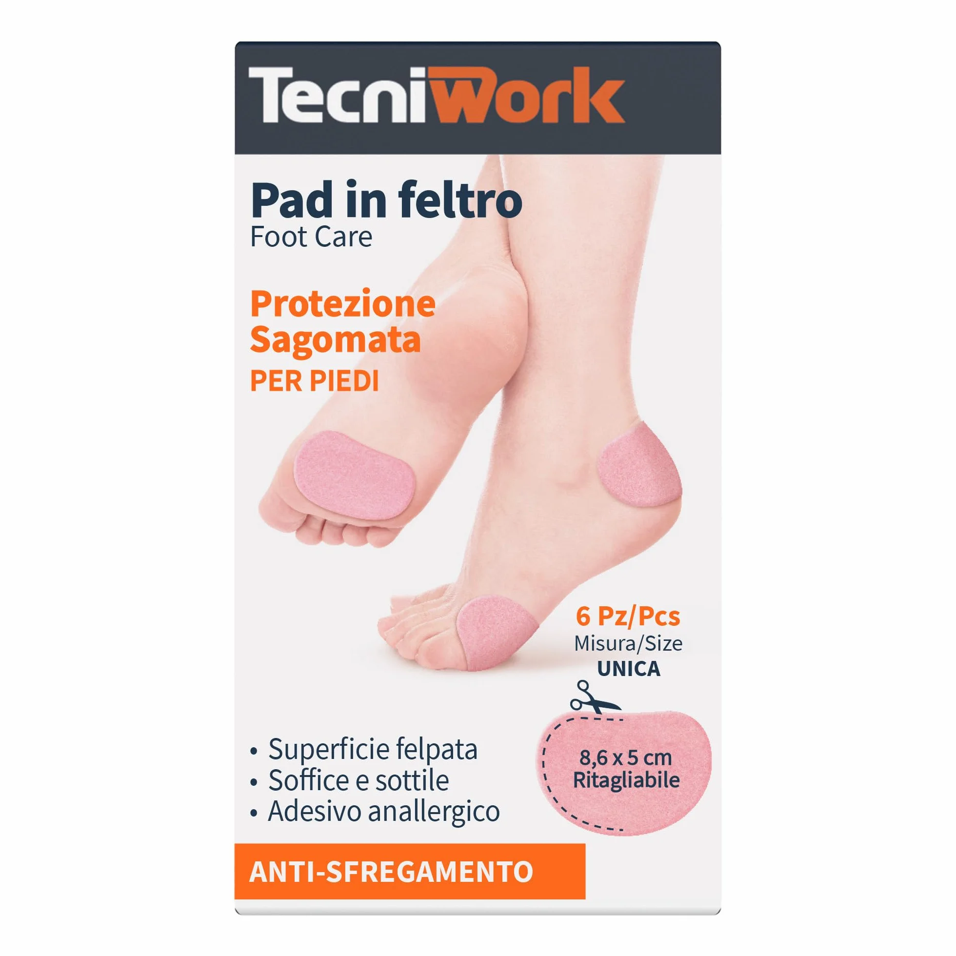 Tecniwork Pad protettivo in feltro adesivo sagomato 6 pz