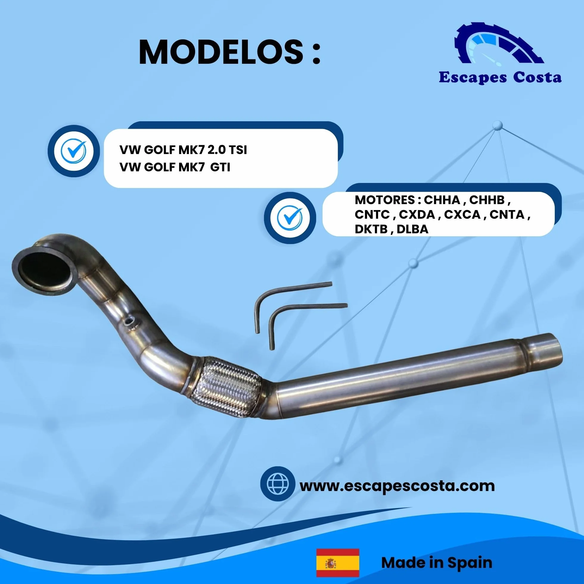 Downpipe compatibile con Golf VII GTI 2.0 TSI/Leon Cupra 5F / A3 8V