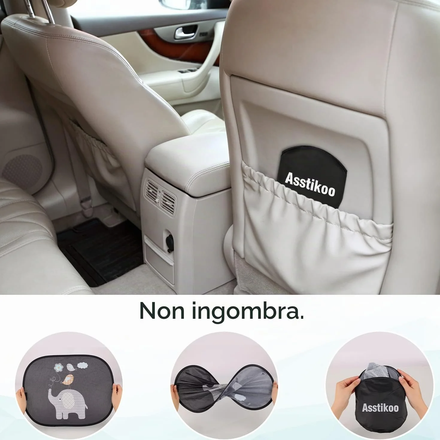 Protezione solare per auto per bambini, con protezione UV, protezione solare per finestrini dell'auto, set da 2 pezzi, 45 x 35,5 cm