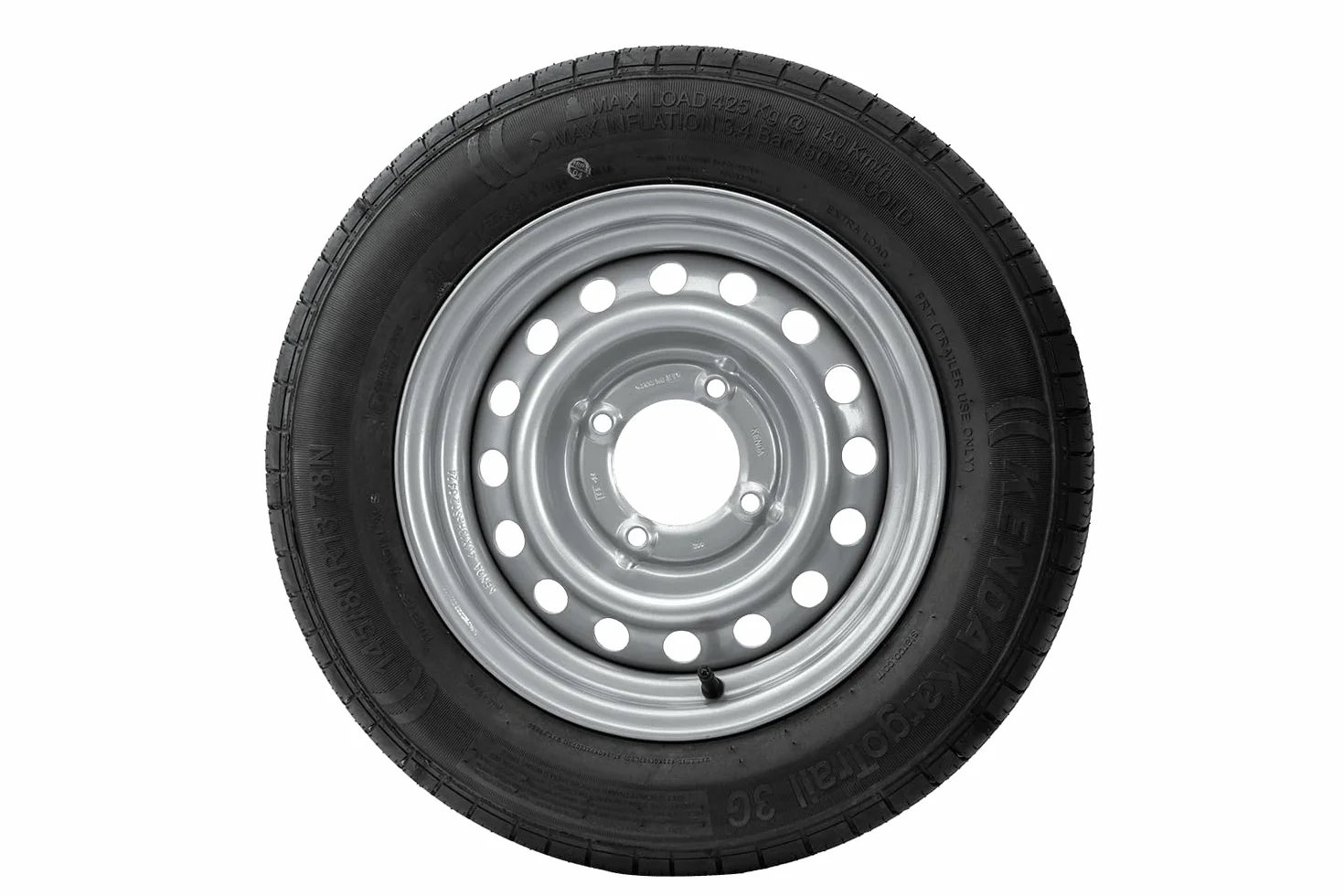 KENDA Ruota Completa per Rimorchio 145/80 R13 78N, Massima Stabilità e Sicurezza con Cerchio in Acciaio 4Jx13 H2 4x115 ET0 per Rimorchi Leggeri e da Campeggio