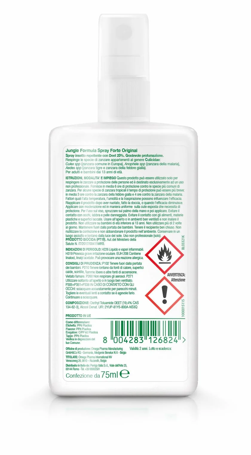 Jungle Formula Forte Spray Repellente Insetti 75 ml Protezione 6 Ore Zanzare Tigre