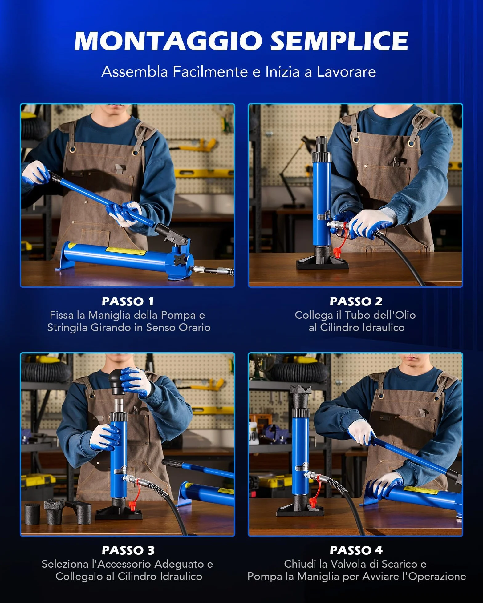 Orion Motor Tech 12T Martinetto Idraulico per Carrozzeria Kit Martinetto Idraulico Portatile per Riparazione del Telaio Auto Corsa 130 mm con Tubo dell'Olio da 1,4 m e Custodia per Riparazione Auto