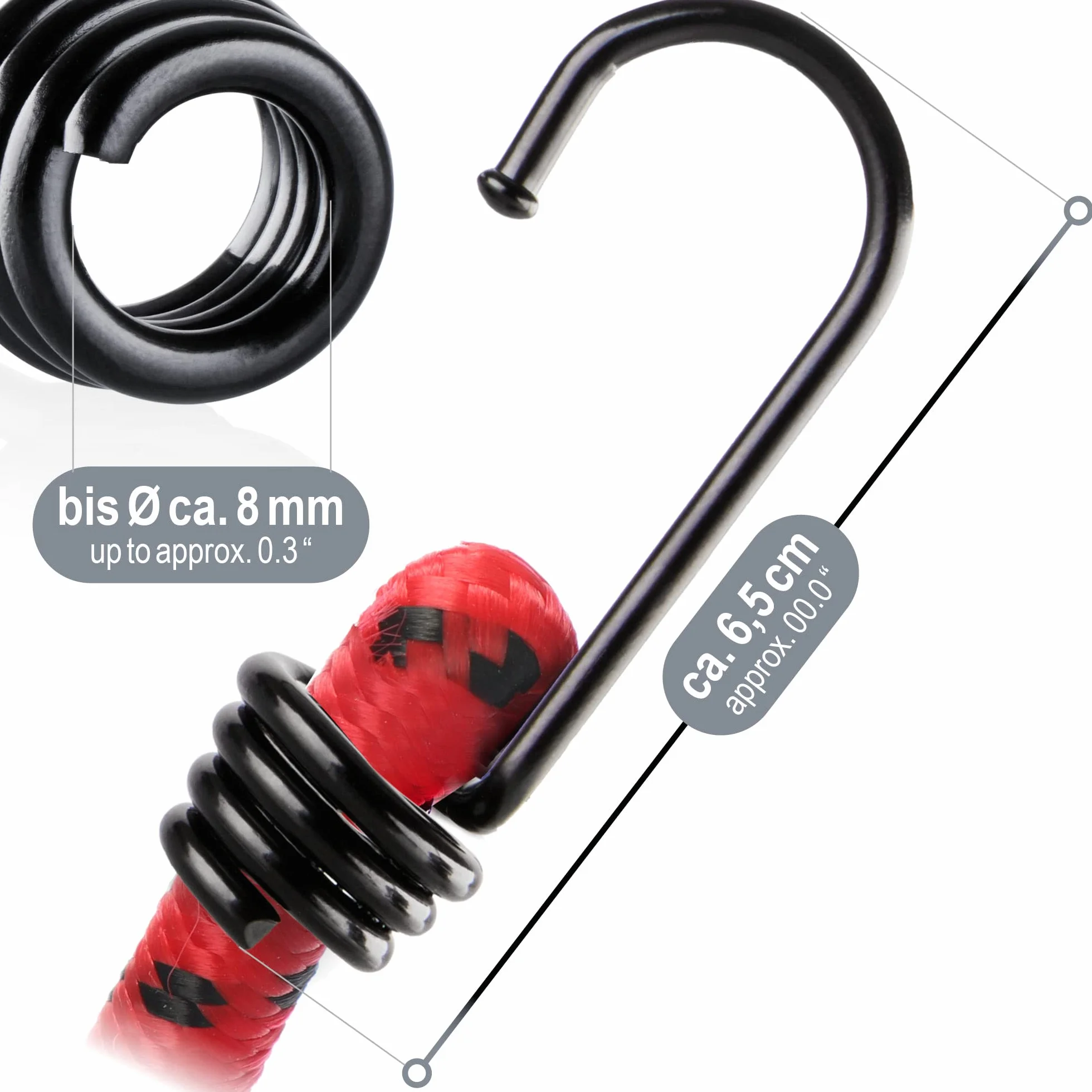 COM-FOUR® Ganci a Spirale in Metallo Verniciato 08mm per Cinghie di Tensione e Tende