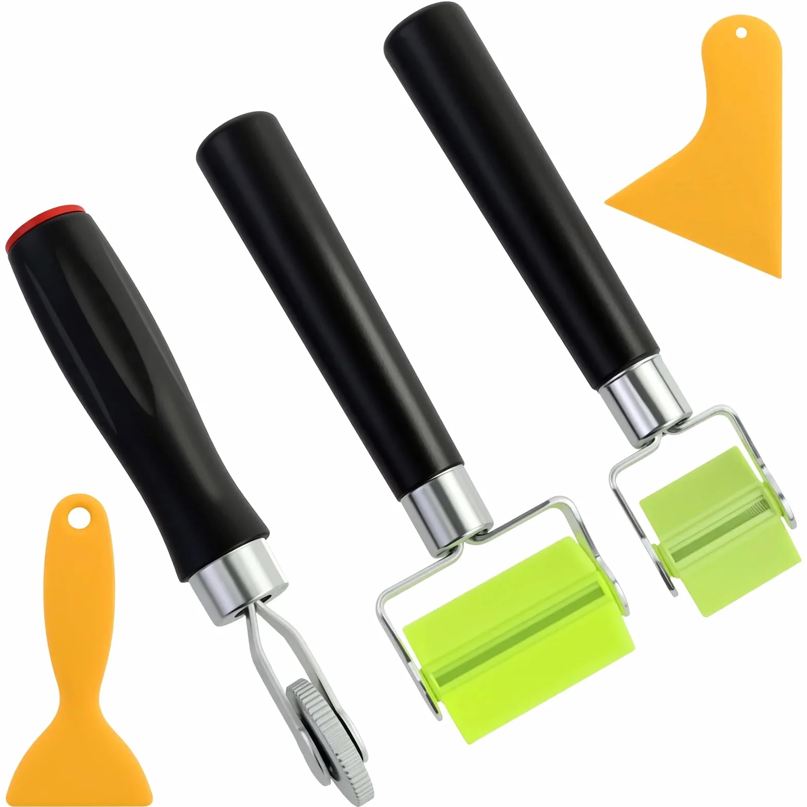 Set di 3 rulli professionali in silicone, rullo di pressione, rullo di spinta, rullo di pressione in gomma per sigillatura dei bordi, saldatura di teloni in PVC, con 2 raschietti