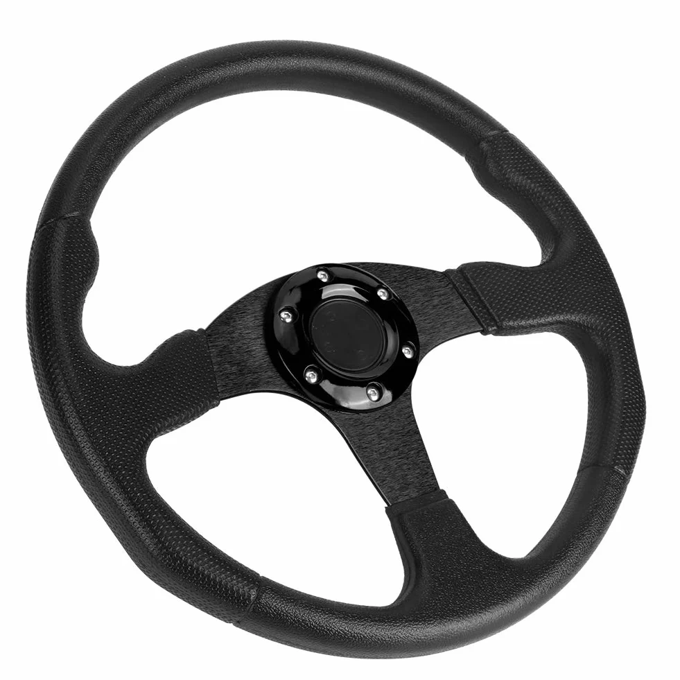 350mm 14in Auto Wheel Deep Dish 6 Bulloni Volante Sportivo Sterzo Sportivo Nero Piatto Accessorio Universale Modificato