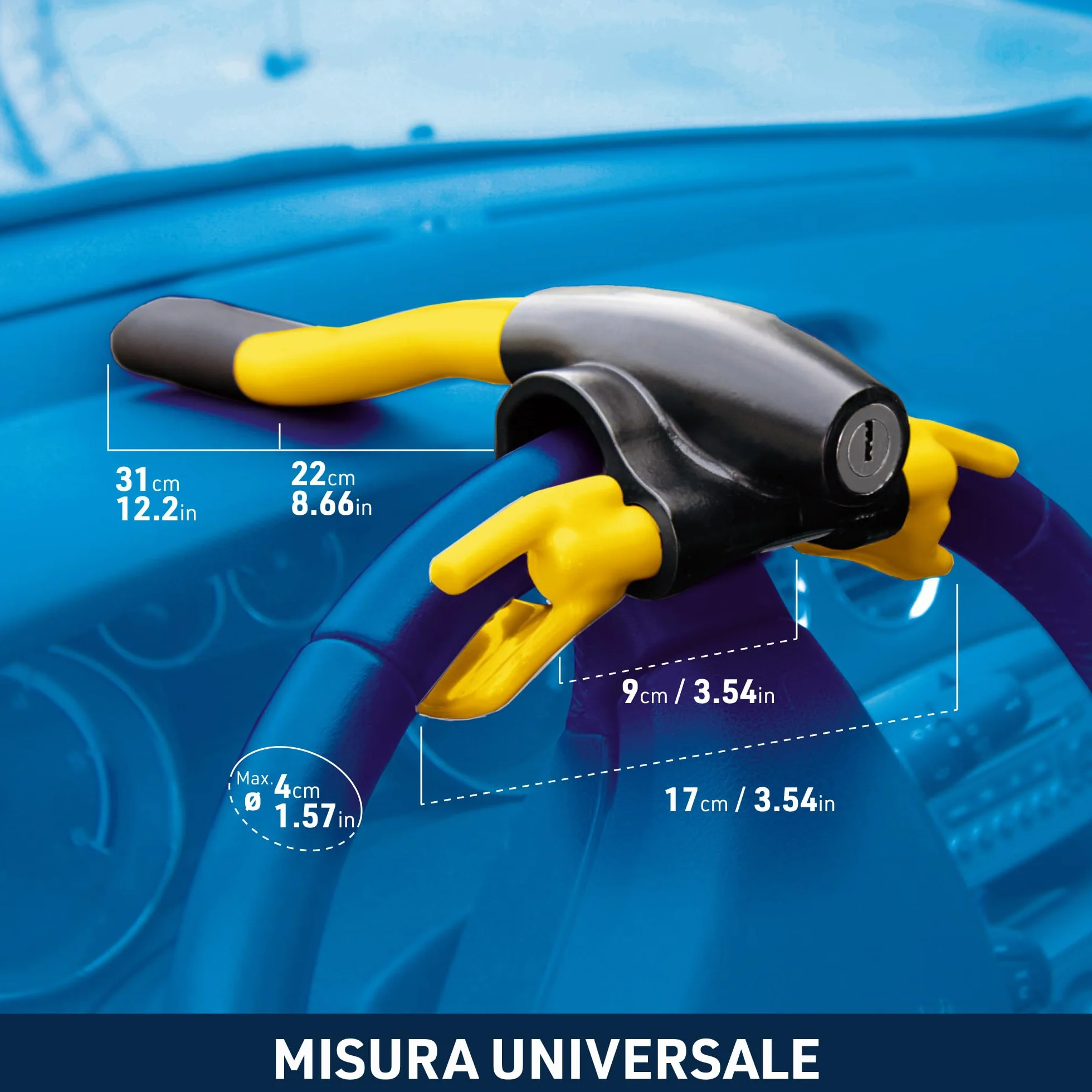 Antifurto Auto Alta Sicurezza, Blocca Sterzo Universale per Auto Furgone Camper