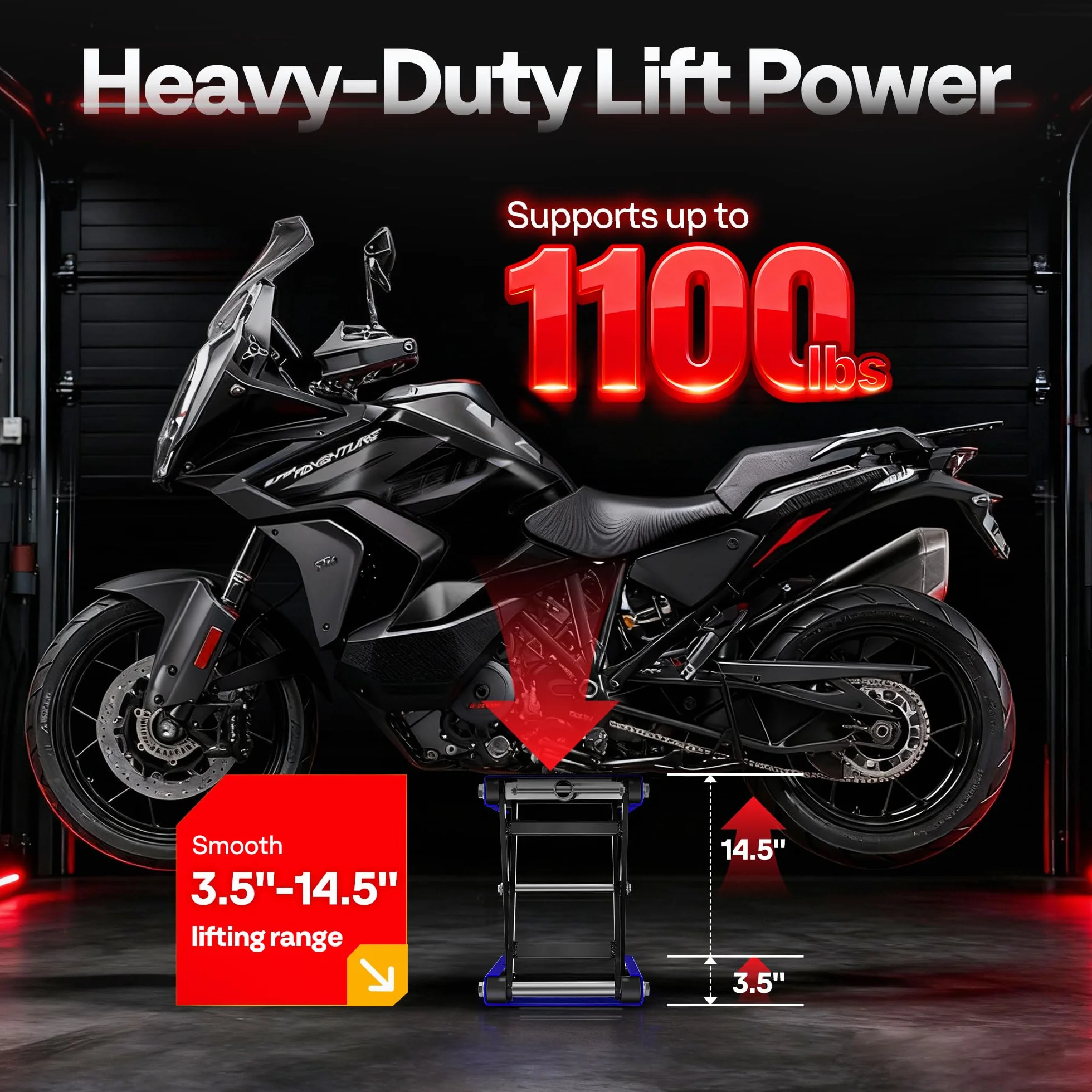 VIVOHOME Martinetto a forbice per moto 500 kg regolabile in altezza acciaio resistente