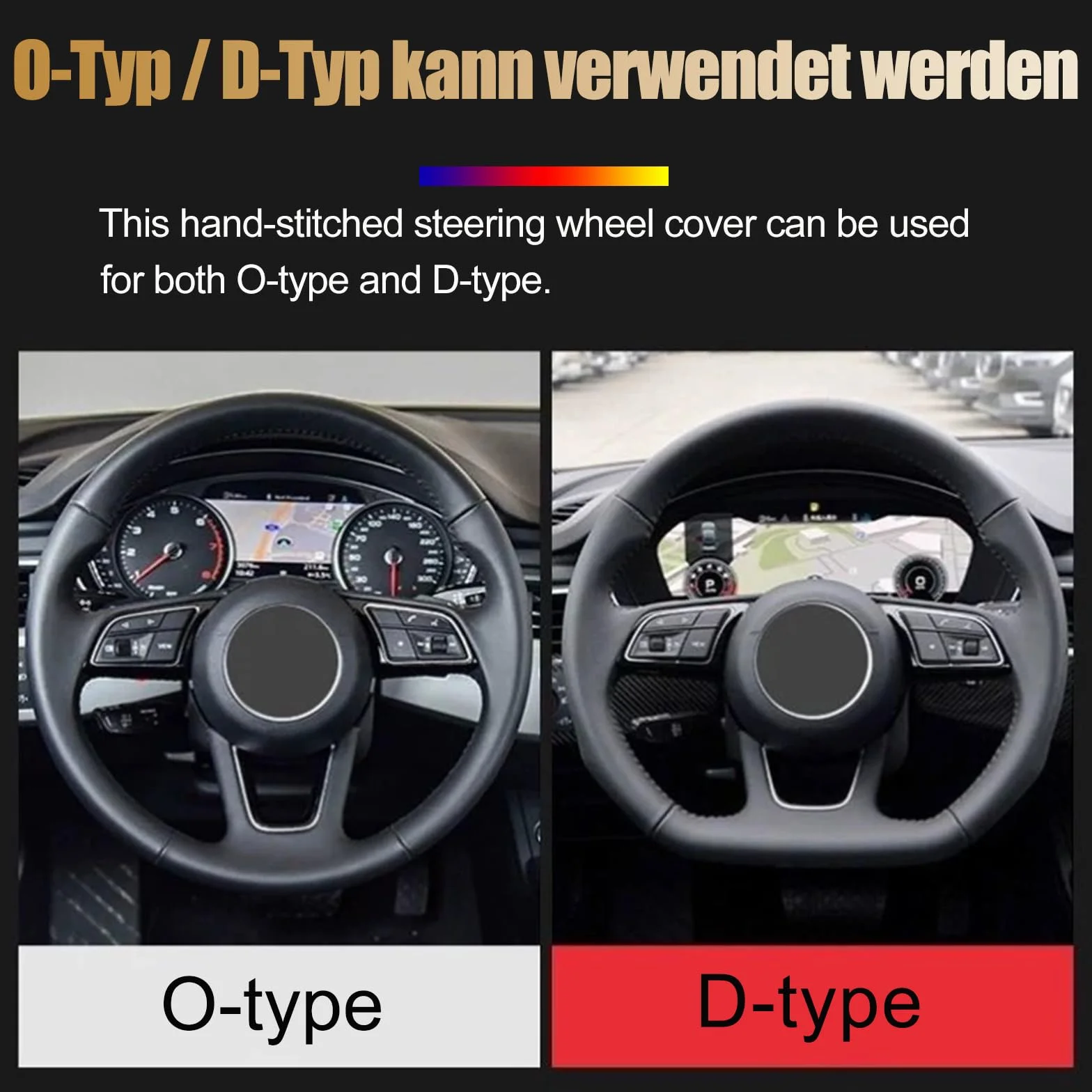 Coprivolante auto, Copri Volante auto Universale, Coprivolanti Fai Da Te in Pelle da Cucire, Universale Traspirante e Antiscivolo in Pelle Morbida per Volanti con Diametro37-39 cm (Trasp N)