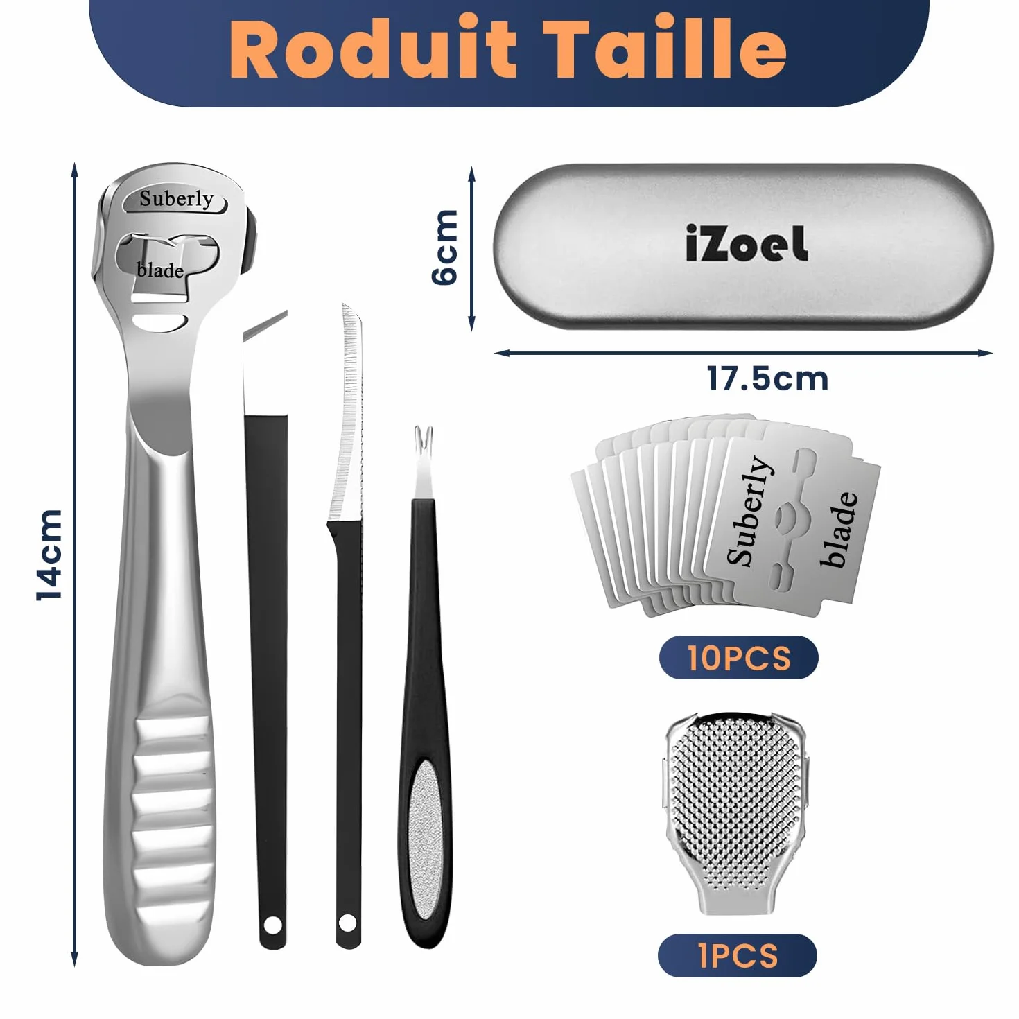 iZoeL Zestaw do Pedicure, 1 Raschietto Rasoio, 10 Lame Wymienne, Stal Nierdzewna