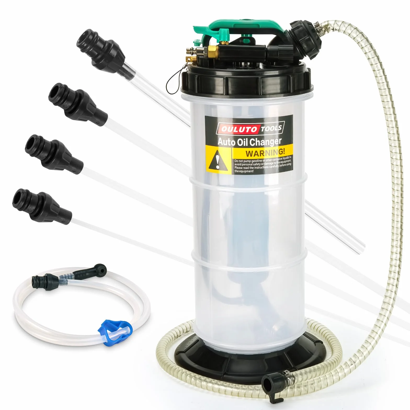 5.3L Manuale e Pneumatico Pompa Aspirazione Olio | Pompa Estrattore Liquidi Olio | Pompa di Aspirazione Liquido Pompa con 6 Tubi, Trasmissione Olio Fluido Pompa Olio Motore Pompa