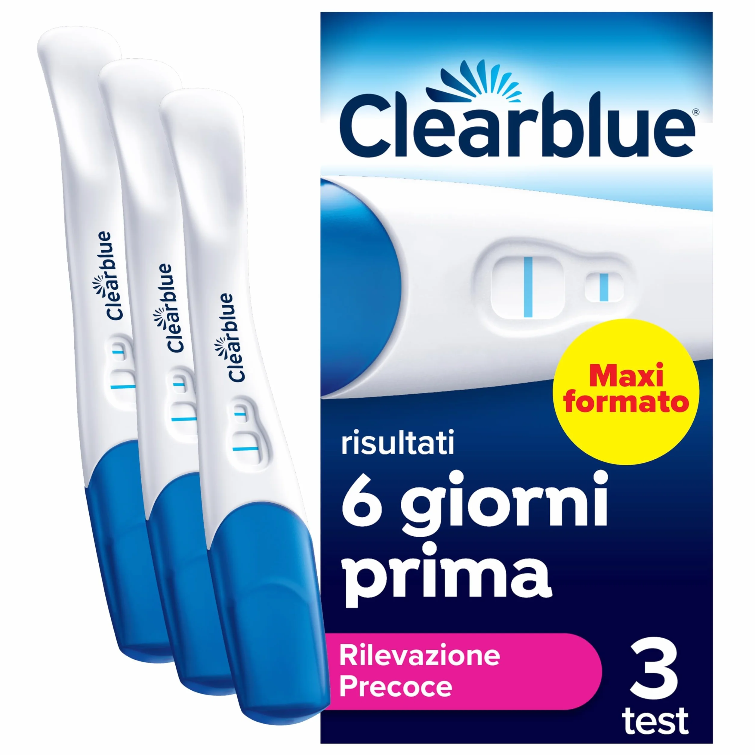Clearblue Test di Gravidanza Rilevazione Ultra Precoce 10 mUI/ml Maxiformato 3 Test
