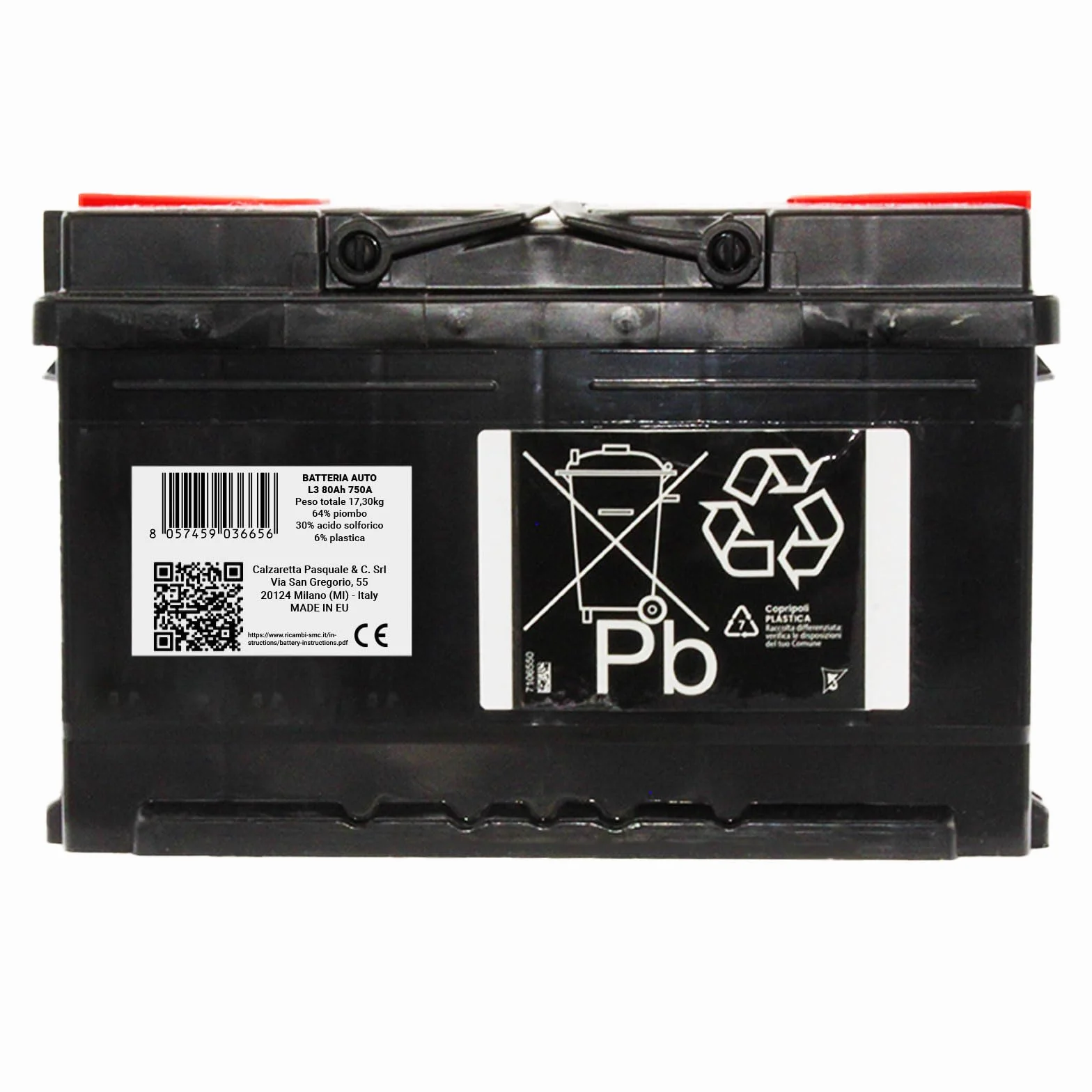 SMC Batteria Auto Speed Max L3-80Ah 750A EN 12V Polo Positivo Destra
