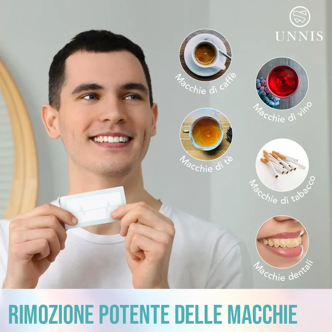 Strisce Sbiancanti Denti, Confezione da 14 Strisce, Trattamento 7 Giorni, Sbiancamento Denti Sicuro per Denti Sensibili, Senza Perossido