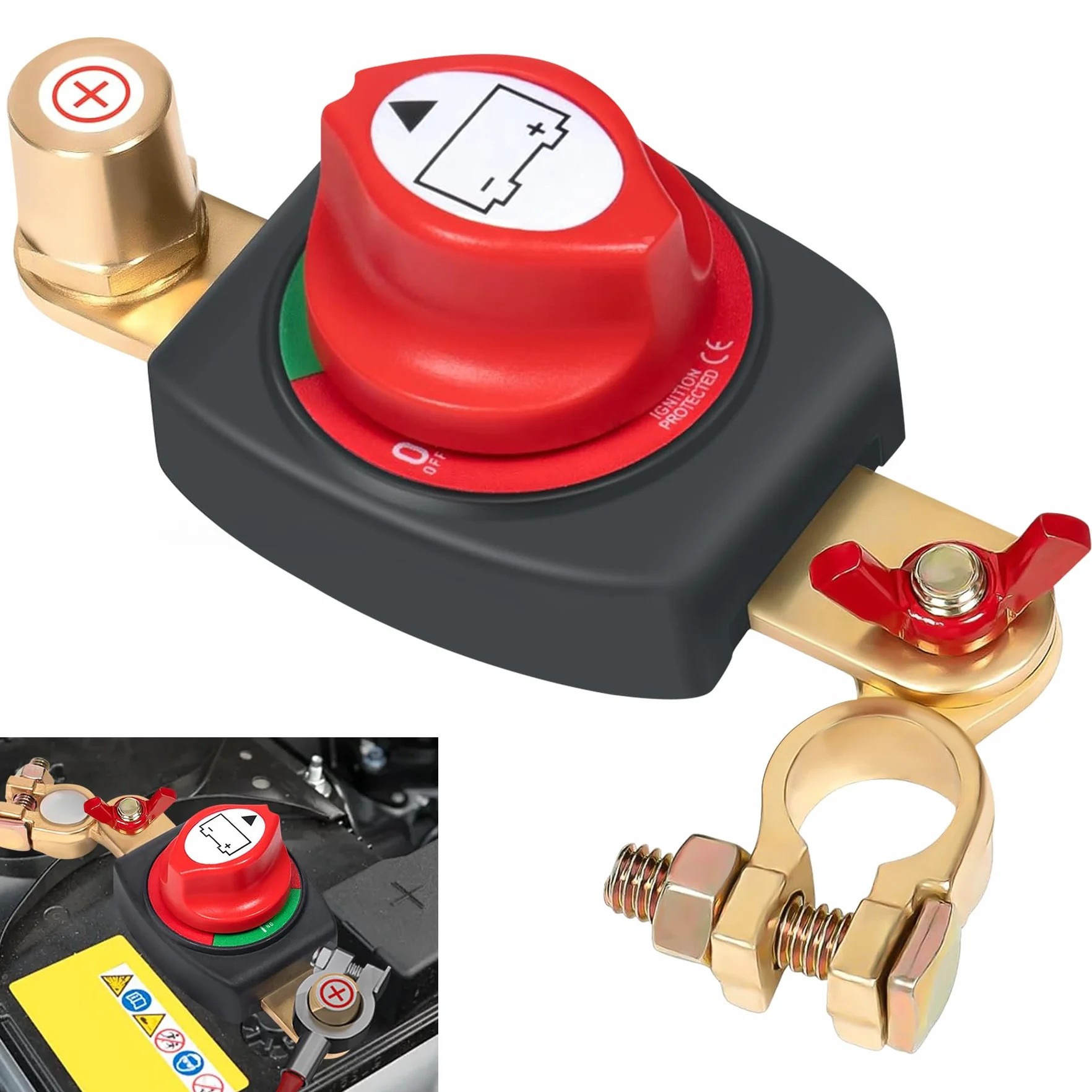 TZEKING Regolabile 180° Isolatore Interruttore della batteria polo positivo,Interruttori di batteria12-48V,Interruttore di sconnessione della batteria impermeabile,Interruttore di sconnessione della