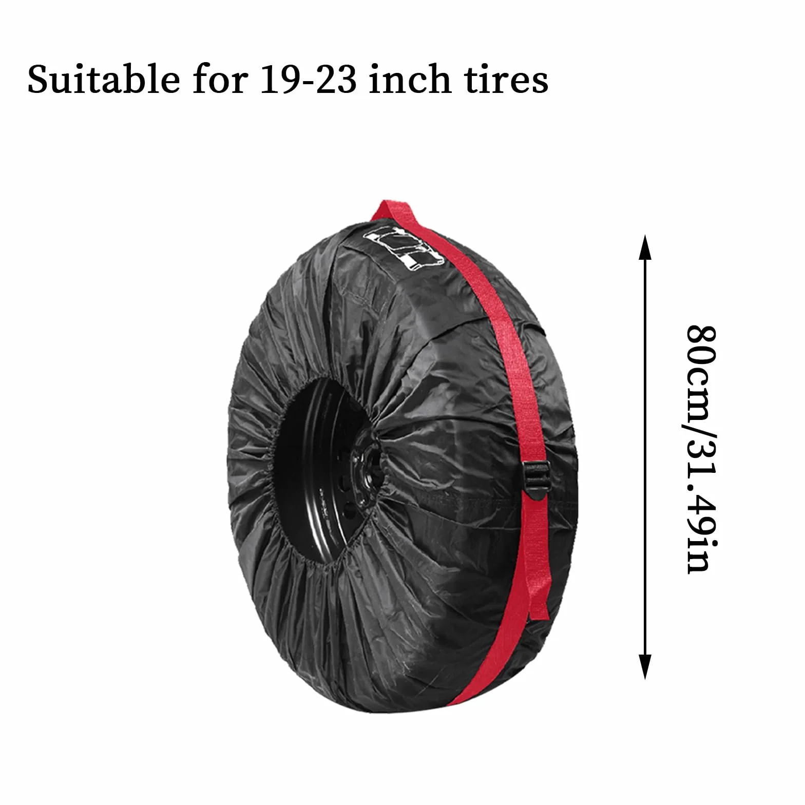 Set di 4 Borse per Pneumatici 19-23 Pollici Copriruota Custodia Impermeabile Rosso + Nero