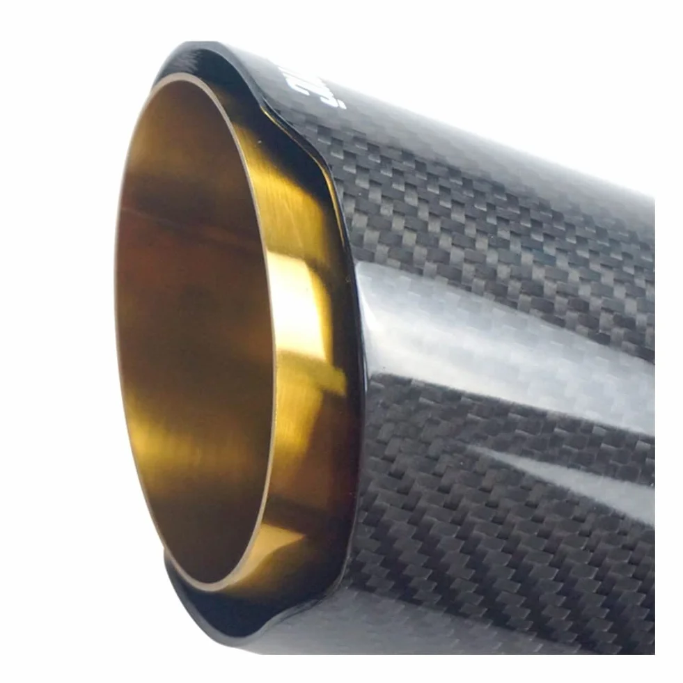 Tubo Scappamento Universal Car Straight Edge Glossy Carbon Fiber Gold Pipe Terminale di Scarico del Silenziatore del Tubo di Coda del Tubo per Akrapovic Tubo Terminale Scarico