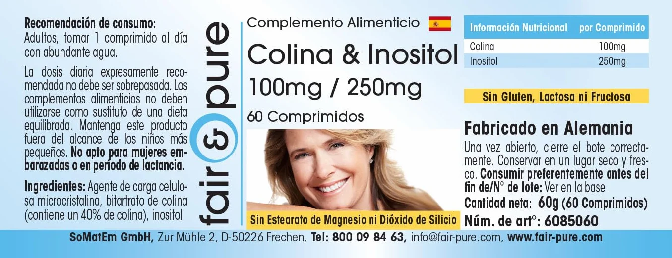 Fair & Pure Colina Inositolo 100 mg 250 mg 60 Compresse Vegan