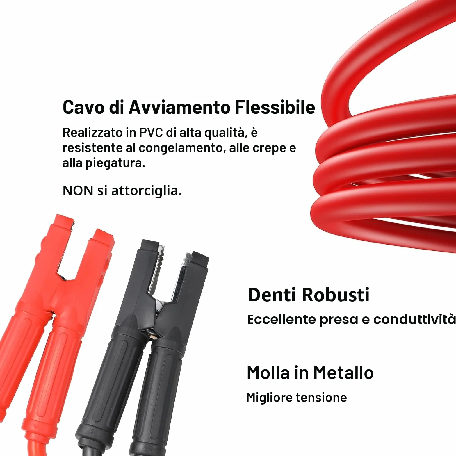 MAMIZO Cavo di avviamento, 6 m, 50 mm², 3000 A, cavo di avviamento, 12 V/24 V, avvio rapido, con guanti di protezione, per auto, camion (6 m)