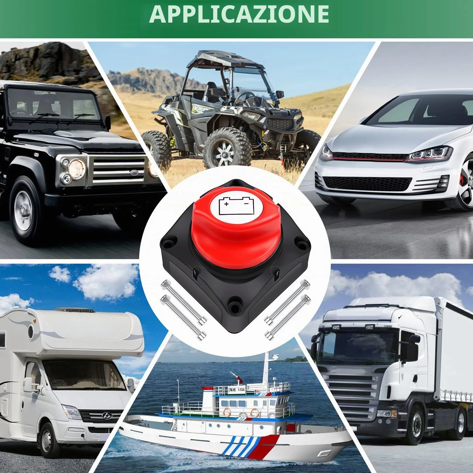 Bolatus Stacca Batteria 12V 24V 48V Staccabatteria On-Off, Interruttore di alimentazione principale Sezionatore batteria Master 200A per Camper Yacht Barca Camion Autobus Moto