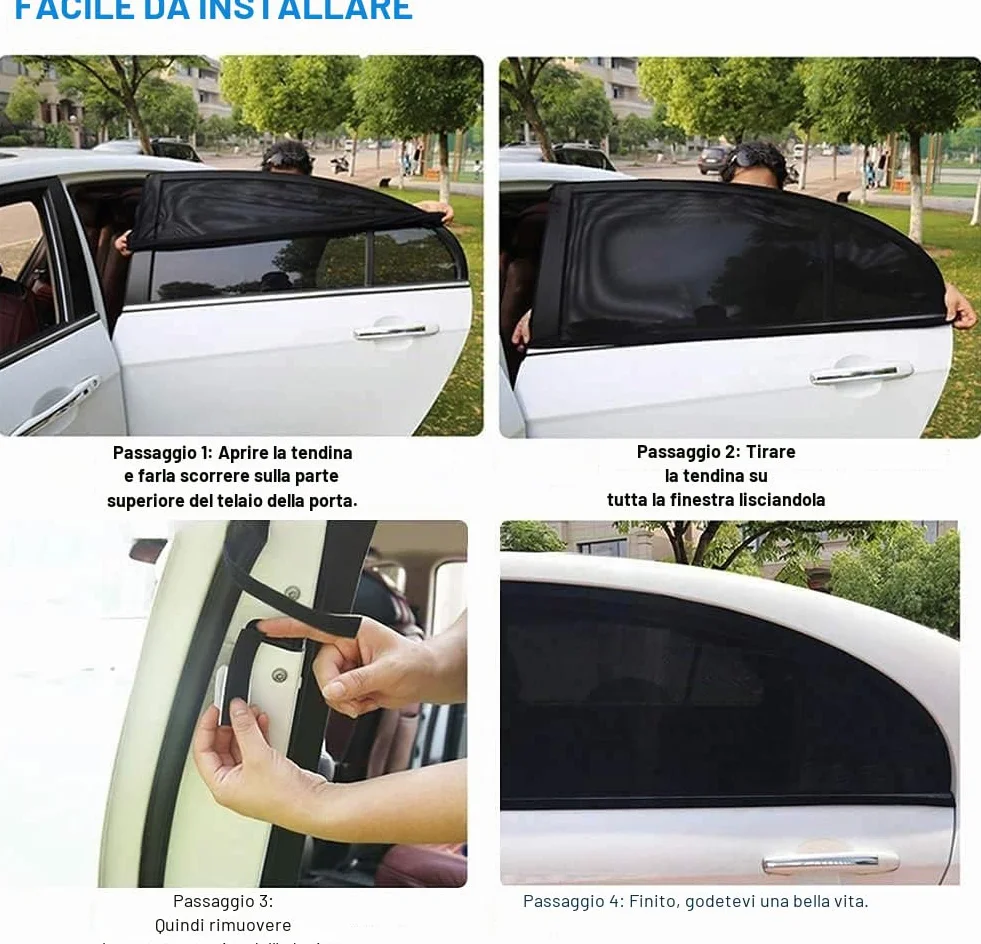 Tendine Parasole Auto Bambini 2 Pezzi, Tende Oscuranti Vetri Auto Protezione UV Rete Traspirante