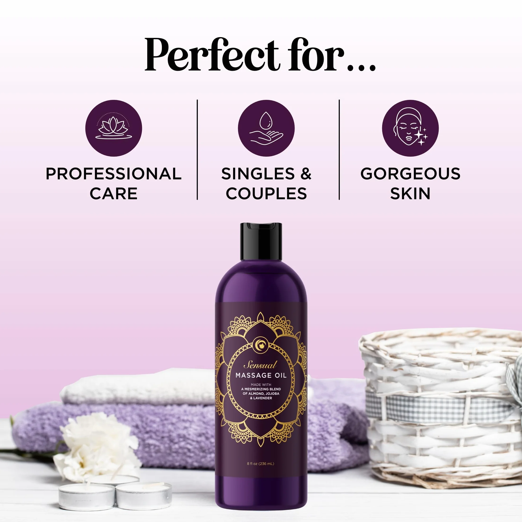 Maple Holistics Puro Olio di Lavanda Sensual Massage Oil Rilassante Mandorle & Olio di Jojoba Natural Therapy Ipoallergenico Pelle 100% Made in USA