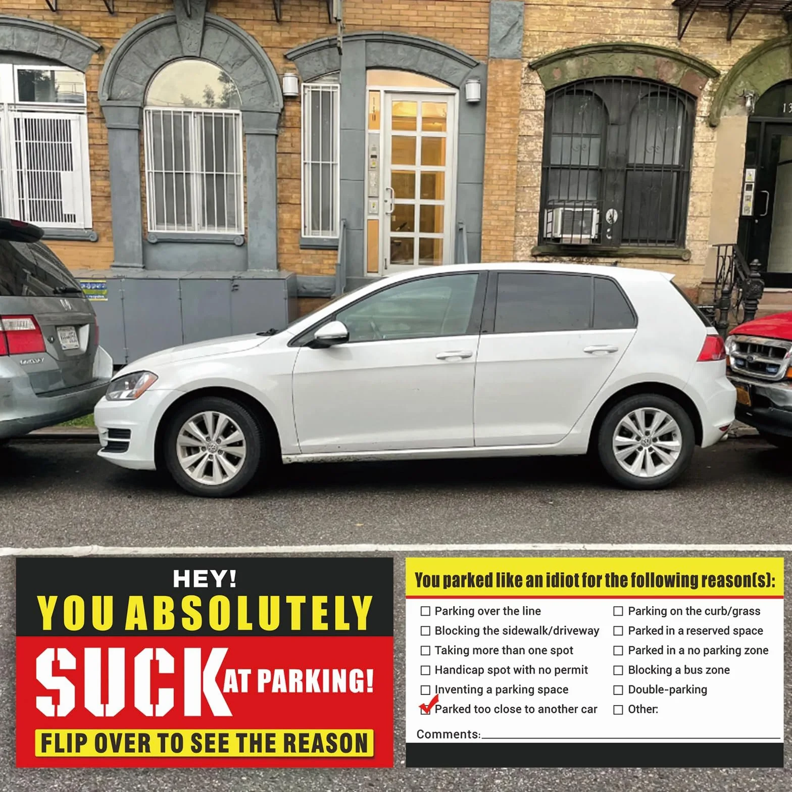 Bad Parking Cards 100 pezzi "You Absolutely Suck At Parking" biglietti divertenti violazioni parcheggio 8,9 x 5,1 cm
