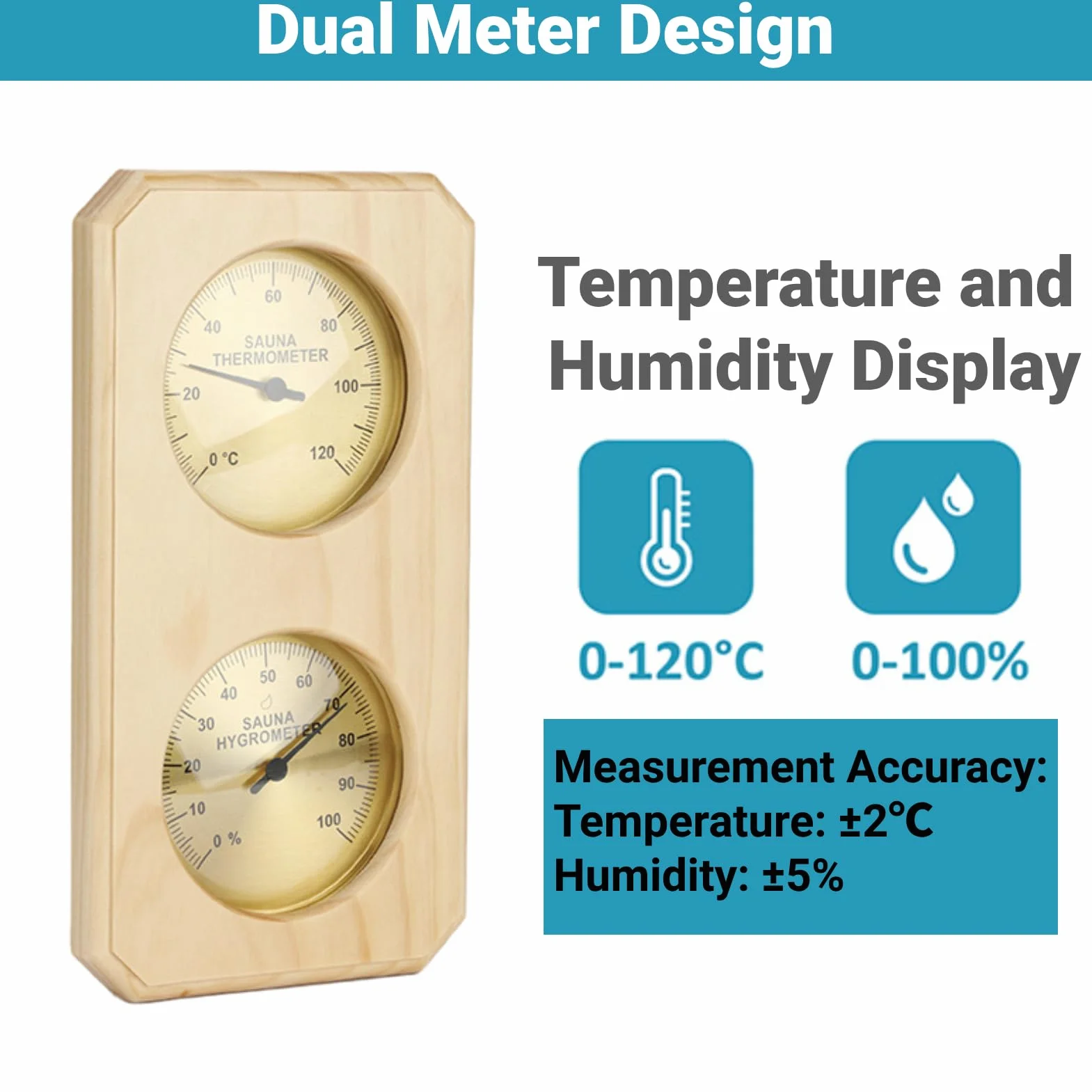 Termometro da sauna a parete igrometro legno 2 in 1 misuratore temperatura umidità