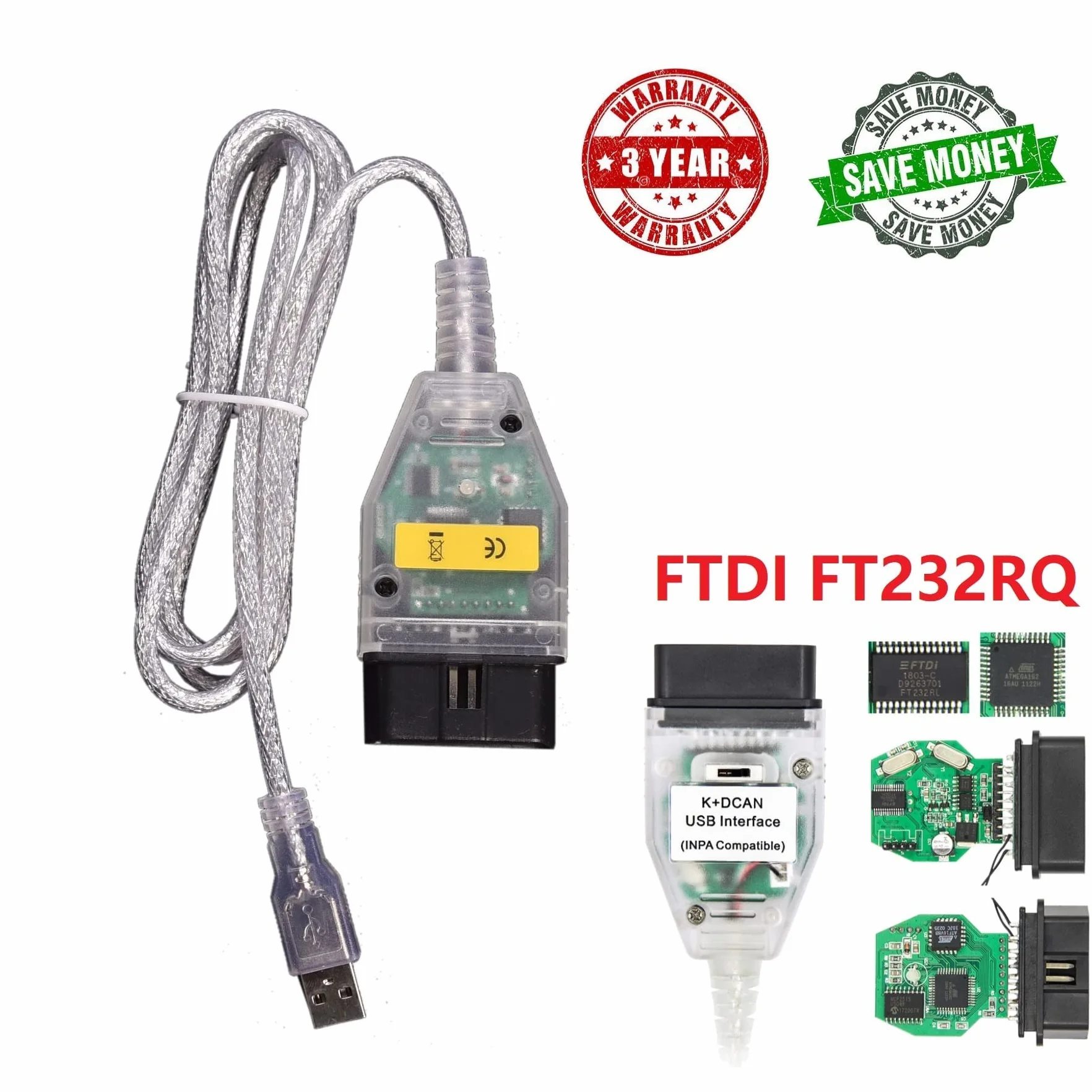 INPA Ediabas USB OBD2 DCAN KD CAN Cable Switch Interface