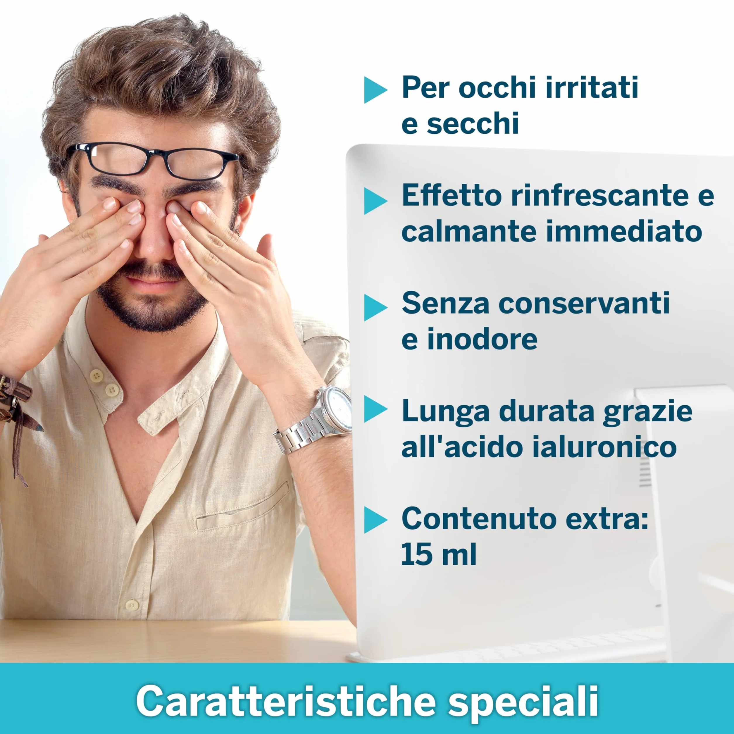 Ocuvers Hyaluron Spray Oculare 15 ml – spray per secchezza oculare con liposomi, senza conservanti