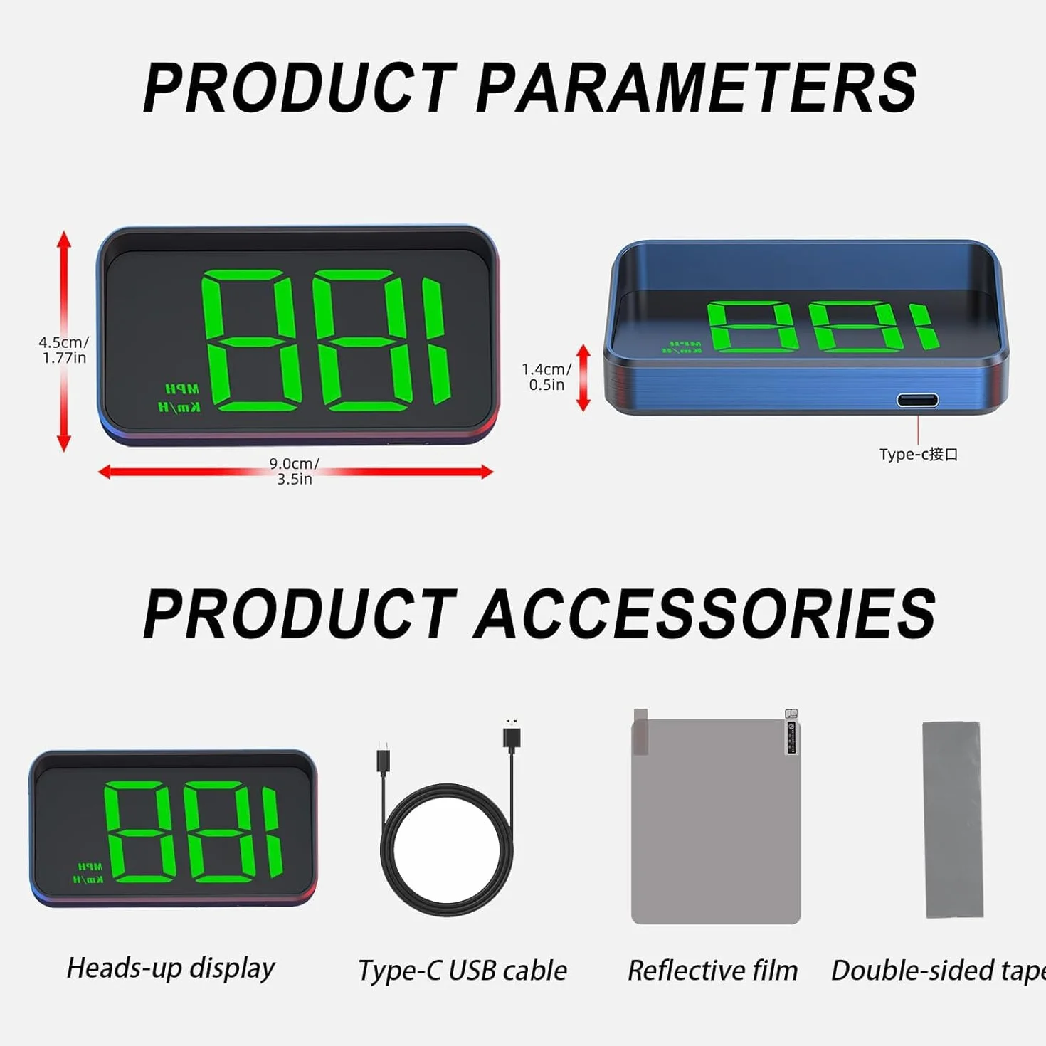 HUD Display velocità per Auto per Mini Cooper SE Convertible John Cooper Works Electric, Display Digitale velocità HUD Head-Up Display Tachimetro Digitale Head-Up Display,White