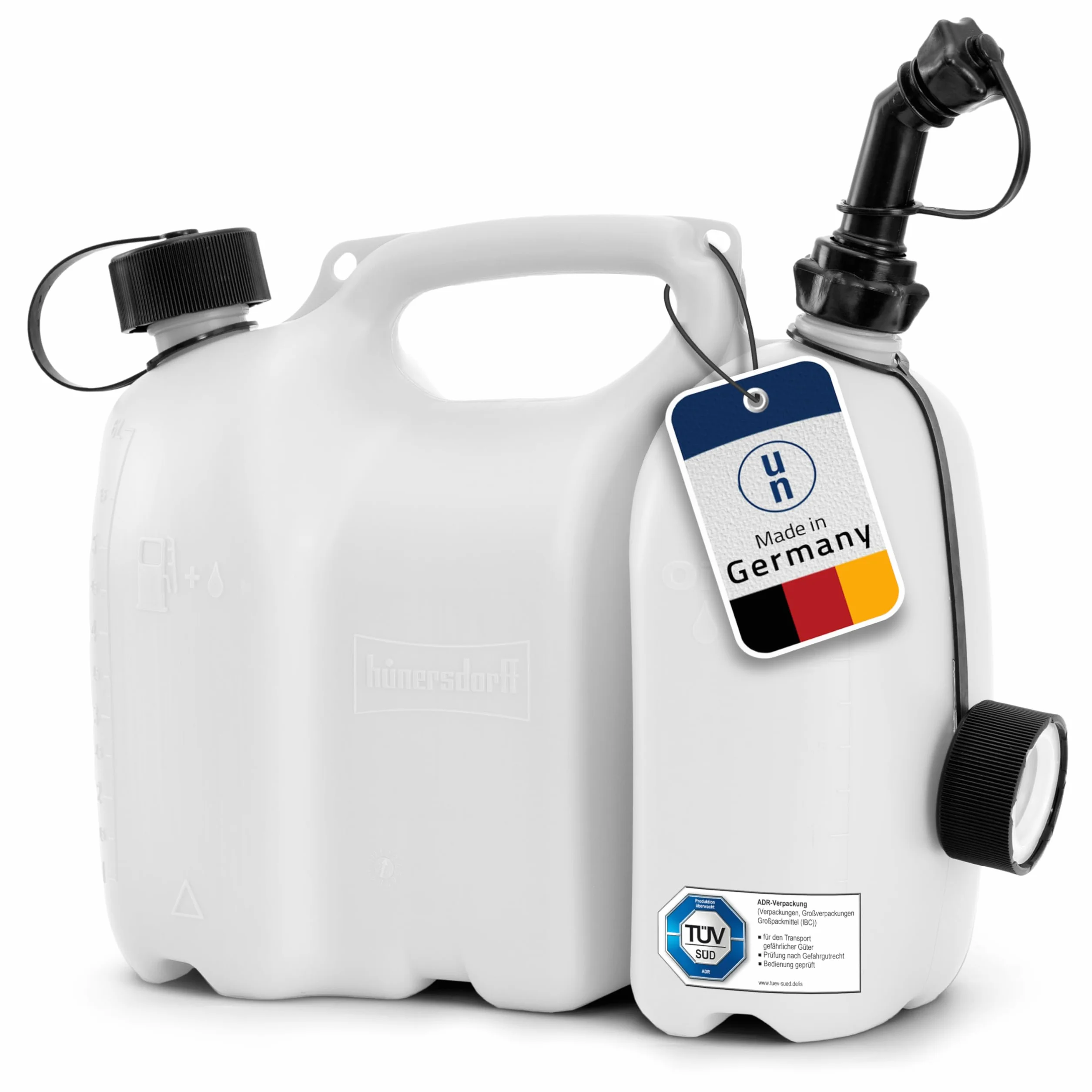 hünersdorff Doppie taniche Profi 6+3L, HD-PE Colore Naturale, con omologazione Un, Accessori Neri