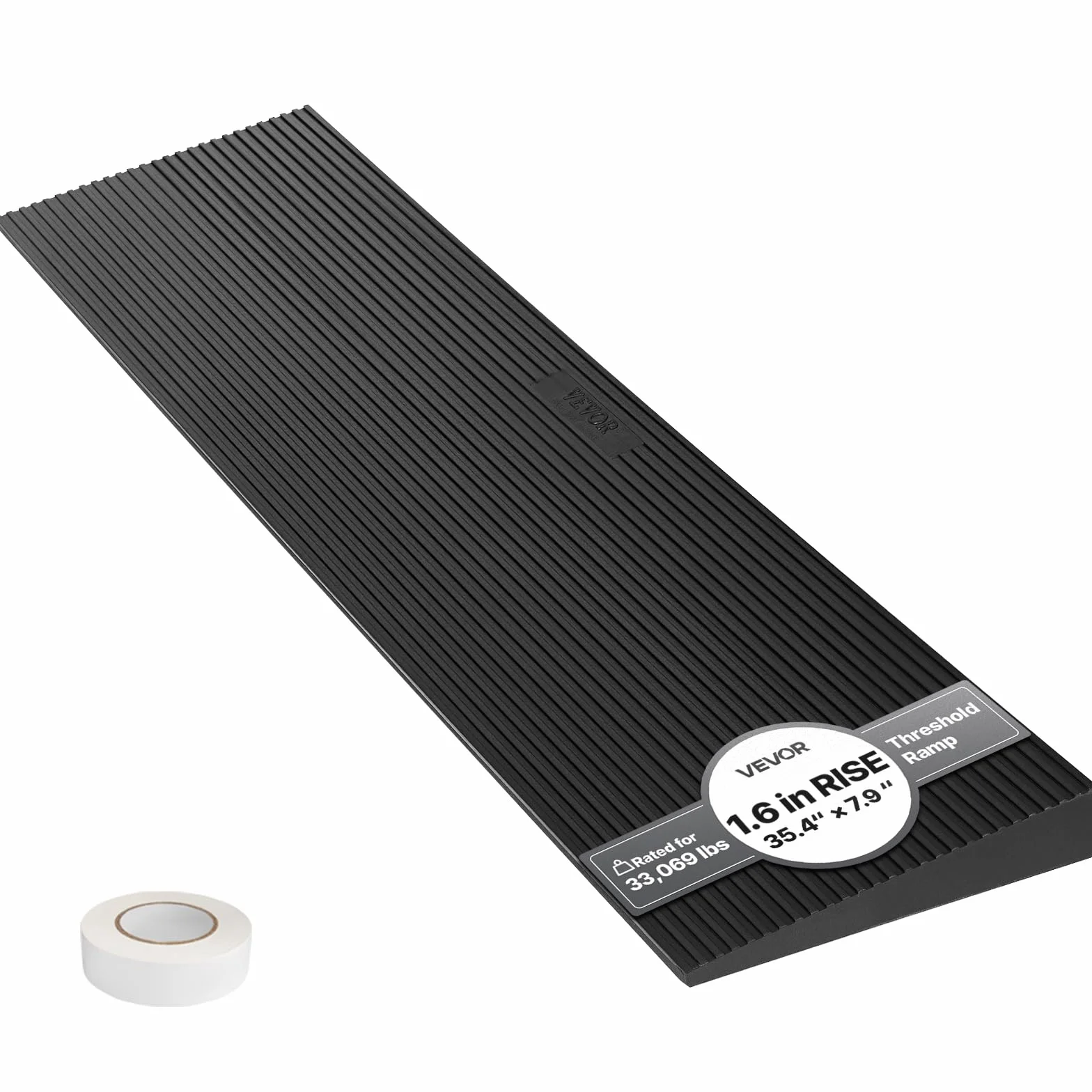 VEVOR Rampa per Soglia in Gomma Altezza 4cm 15 Tonnellate 90x20x4 cm Antiscivolo 6,2 kg
