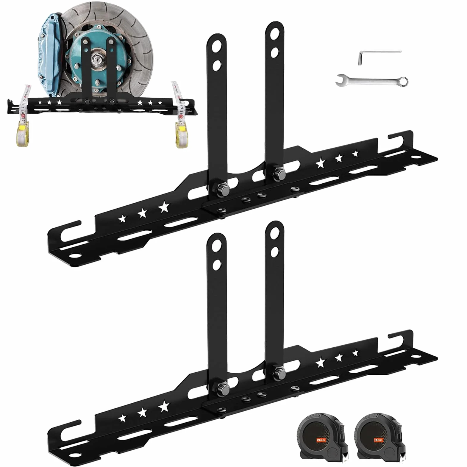 Strumento Per Allineamento Ruote | Calibro Di Convergenza con 2 Nastri Metrici per Auto Camion Moto Rimorchio