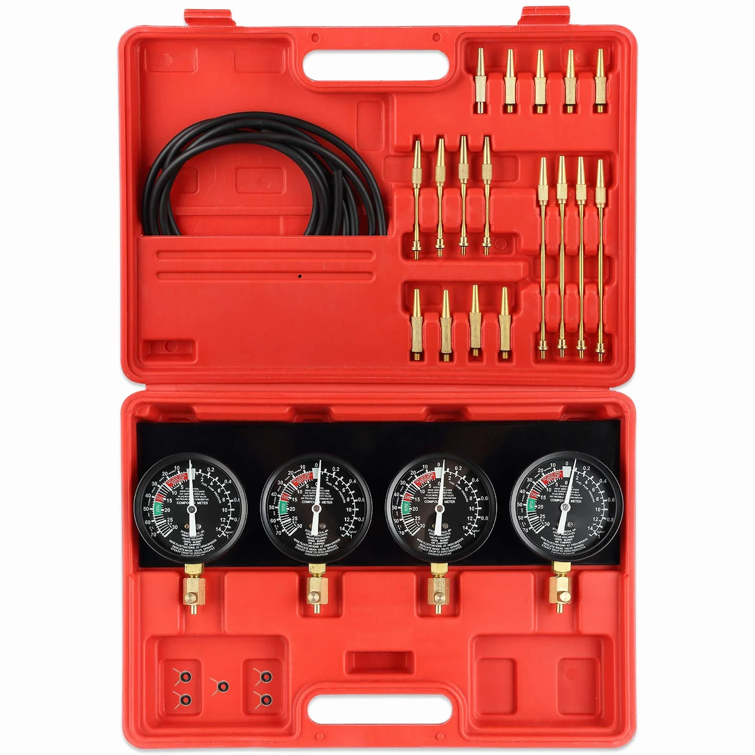 Uten Tester Pressione Carburante per Auto Moto, Sincronizzatore Carburatore per Vuoto Set di Strumenti con Adattatore e 4 Manometro