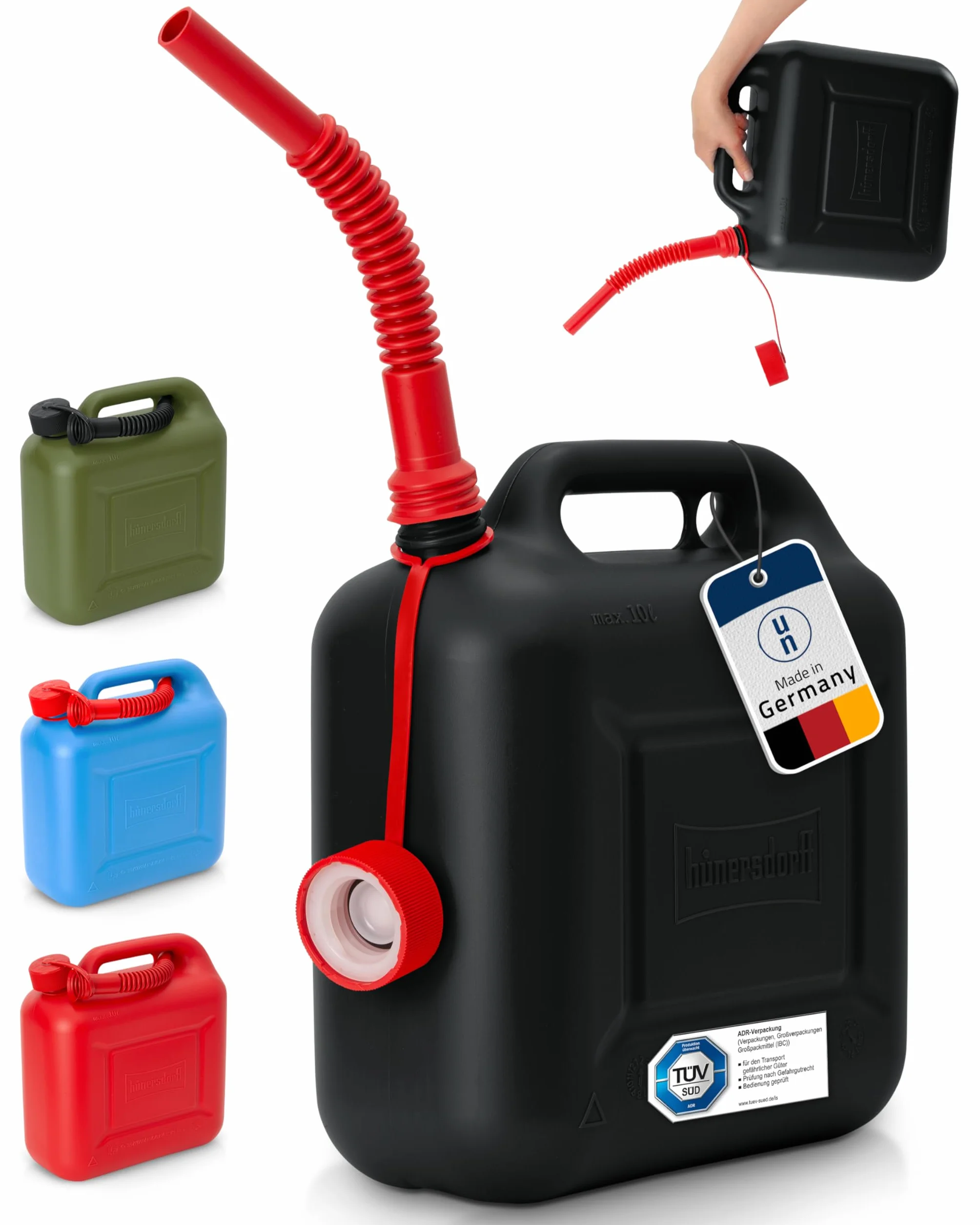 Hünersdorff Tanica carburante 10l STANDARD 812800 benzina diesel omologata UN nero