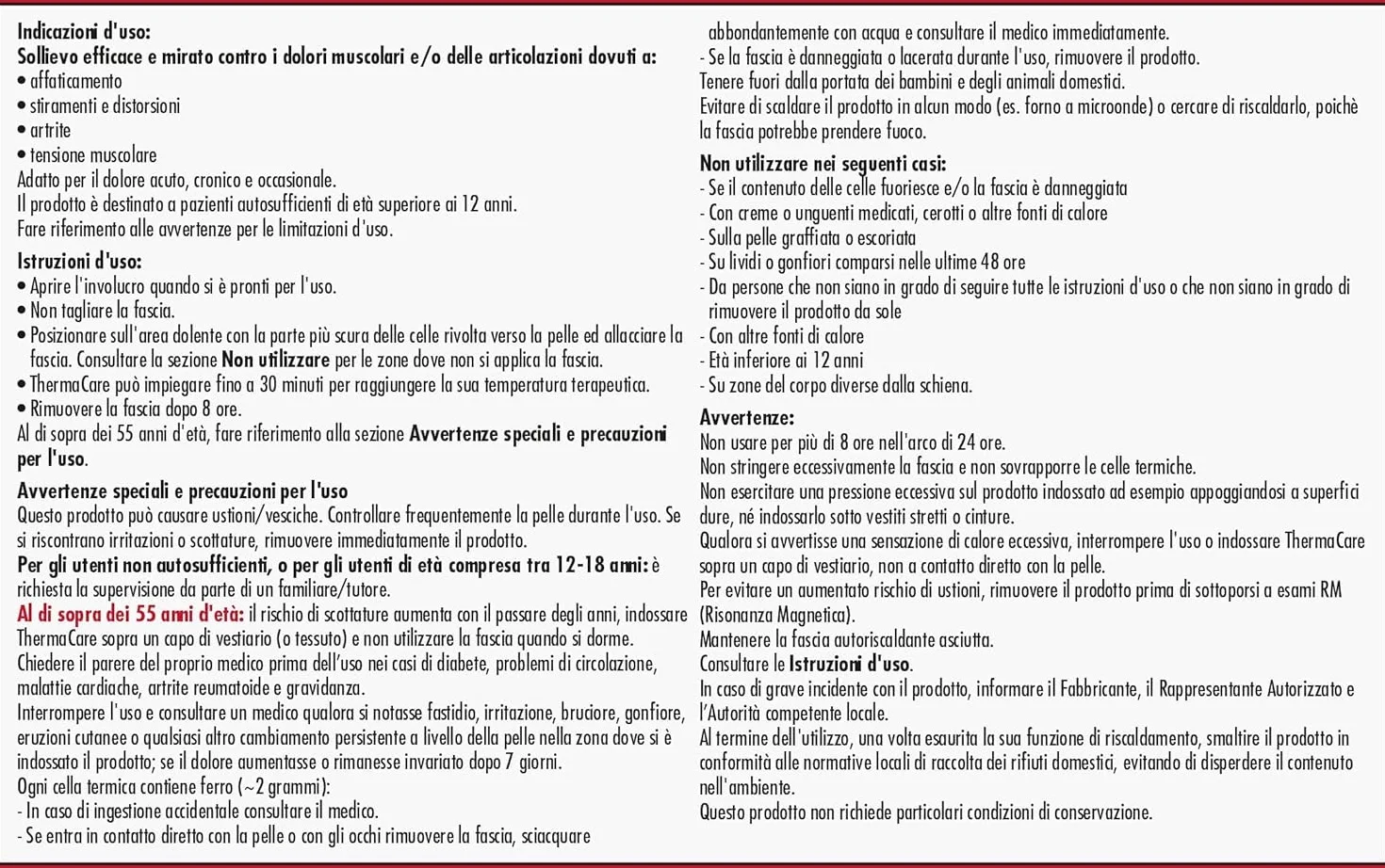 ThermaCare Schiena 4 Fasce Autoriscaldanti Monouso Calore Terapeutico Dolori Schiena 8 Ore