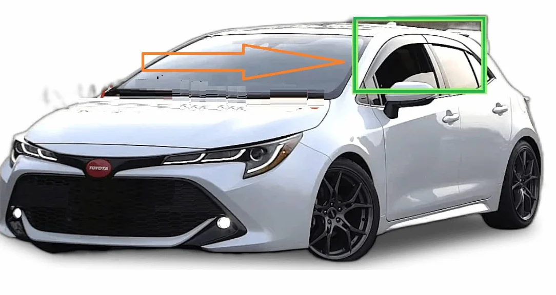 4 deflettori d'aria compatibili con Toyota Corolla Hatchback Hybrid (E210) 5 porte 2018 2019 2020 2021 2022 2023 2024 2025 Parapioggia Parasole Scudi Meteo