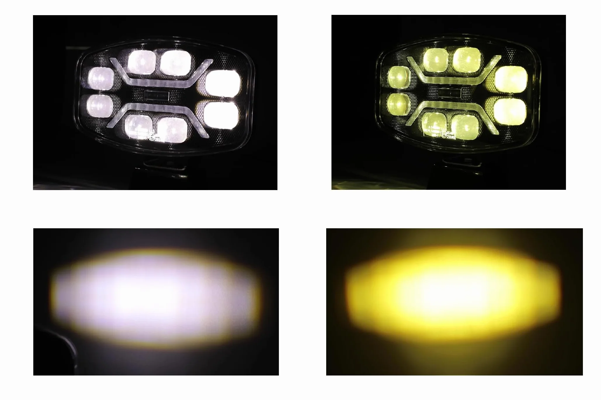 Generico 6 Fari da Lavoro LED 46W 12V 24V Luce Abbagliante Raggio Lungo Bianco Giallo + Posizione Bianco Arancio ECE E9 Veicoli Fuoristrada Camion