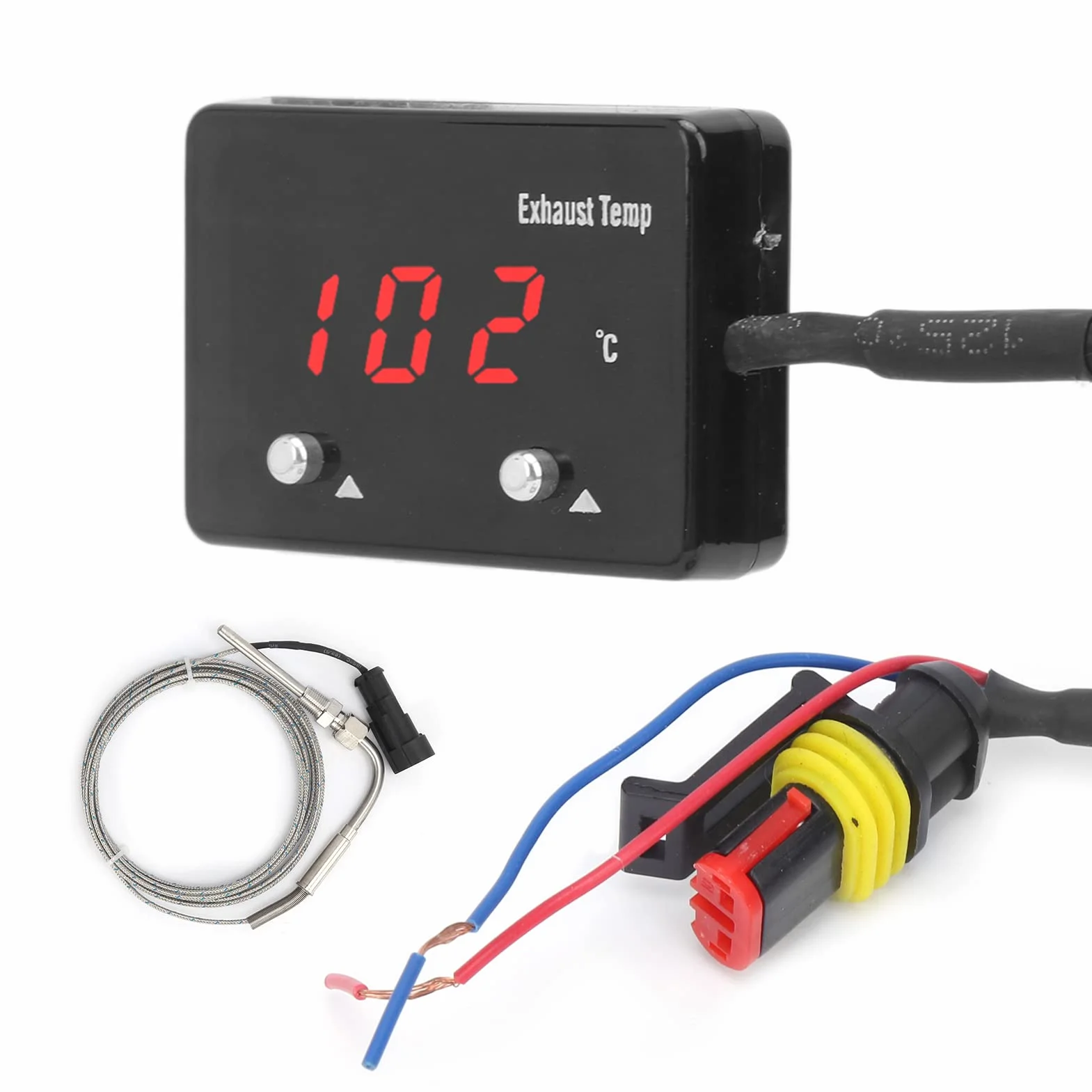 Misuratore EGT Indicatore Temperatura Gas di Scarico Display LED Digitale 0-1000 ℃ con Connettore Livello di Avviso Regolabile per Veicoli 12V
