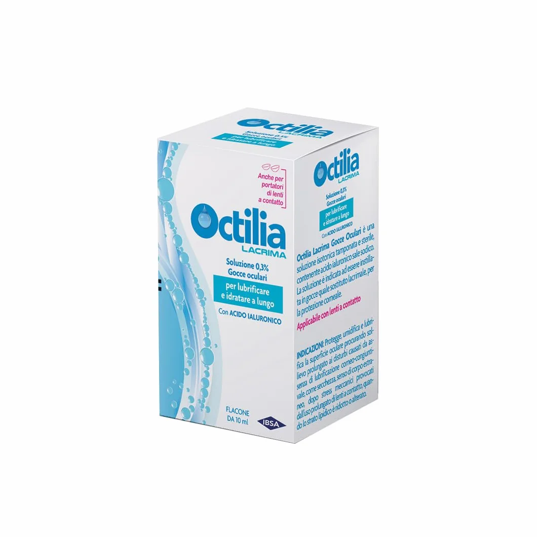 Octilia Lacrima Gocce Oculari Acido Ialuronico 0,3% 10ml Idratante Lubrificante Protettiva Lenti a Contatto
