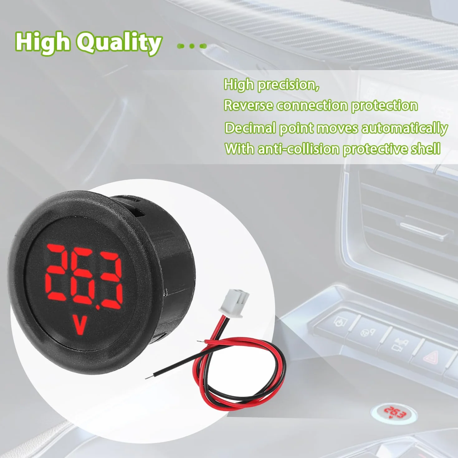 6 pezzi Voltmetro Digitale DC 4-100V, 3 cifre di 2 fili tester LED Display per Auto/Moto/Marina/Camion/Barca/Camper/Caravan (Rosso & Blu & Verde)