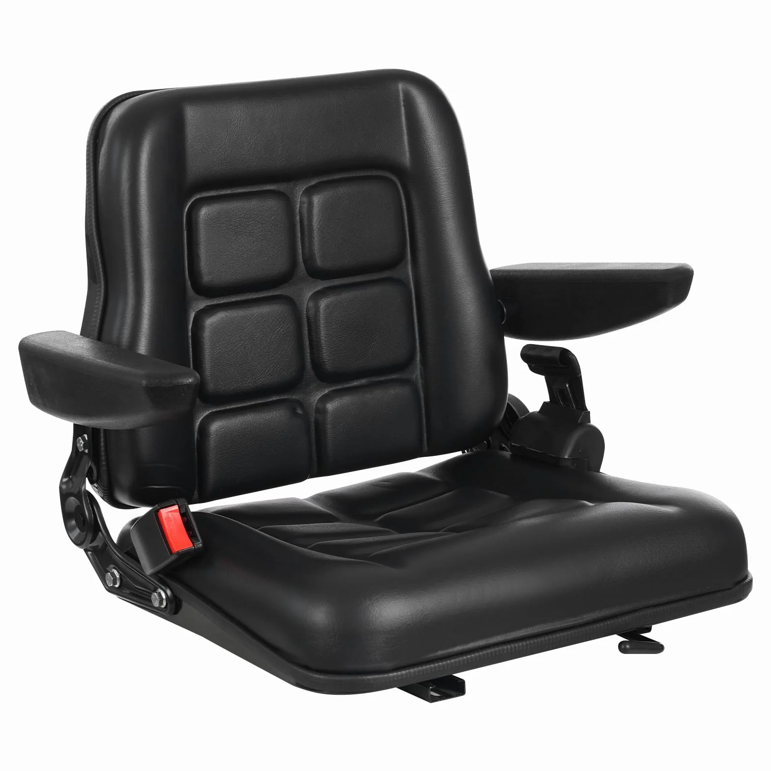 Sedile universale per trattore, sedile per carrello elevatore con cintura di sicurezza e bracciolo regolabile 35-180°, sedile del conducente nero per la maggior parte dei sedili meccanici