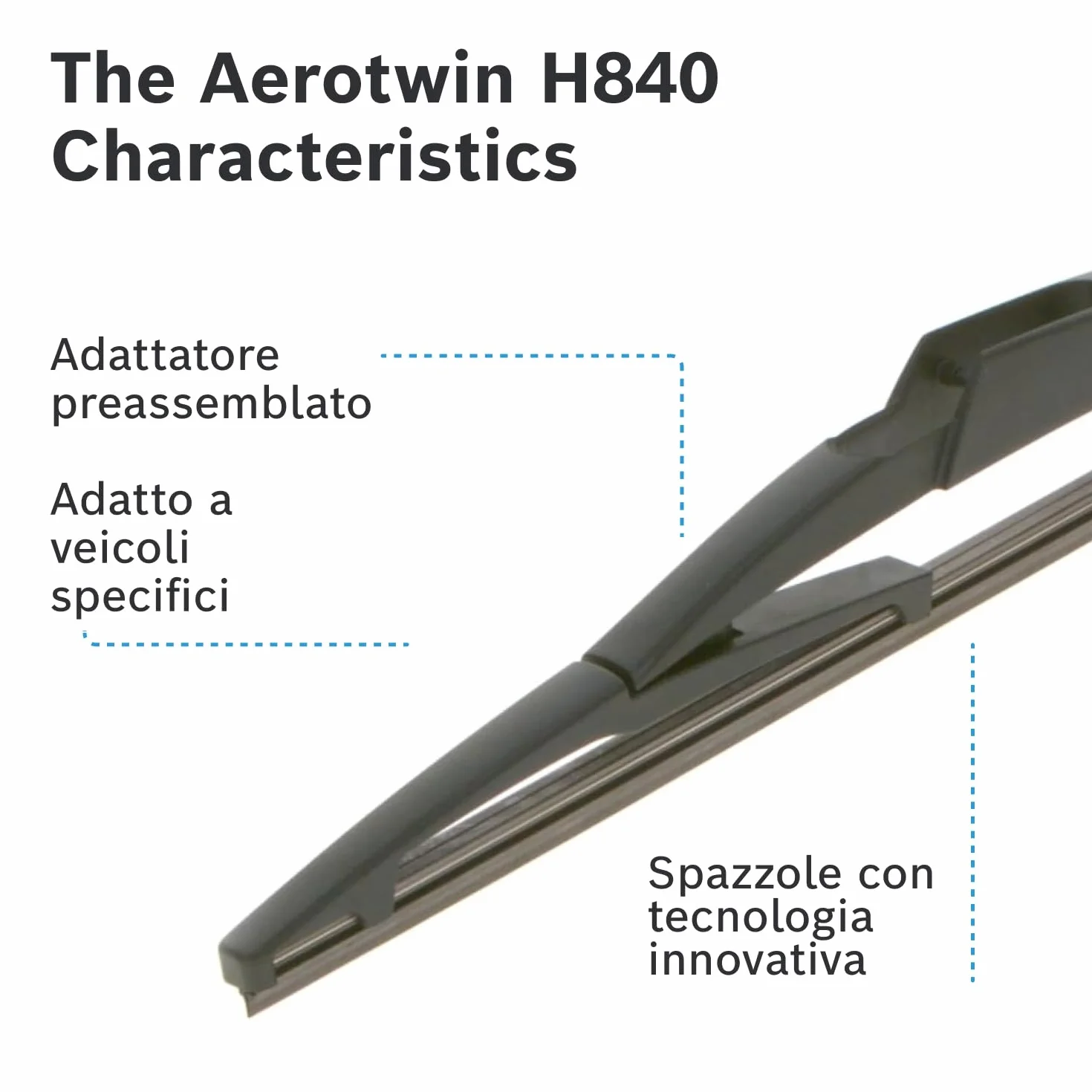 Bosch Rear Wiper Blade H840 290mm Tergicristallo Lunotto